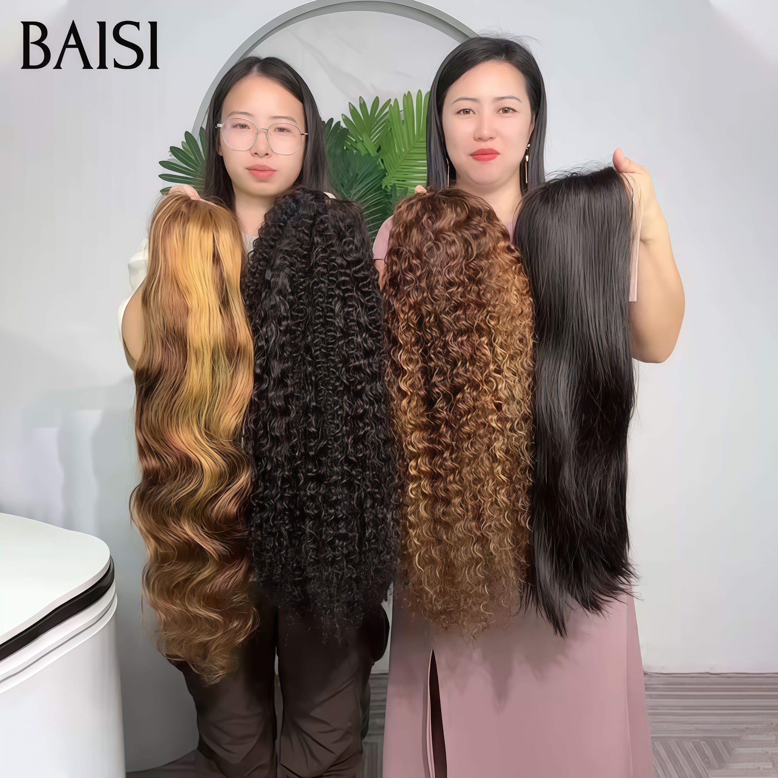 BAISI Lot de 4 perruques PROMOTION 349€ 13X4 lace frontal 20 Pouces 4 types de perruques différents en 100% vrais cheveux humains