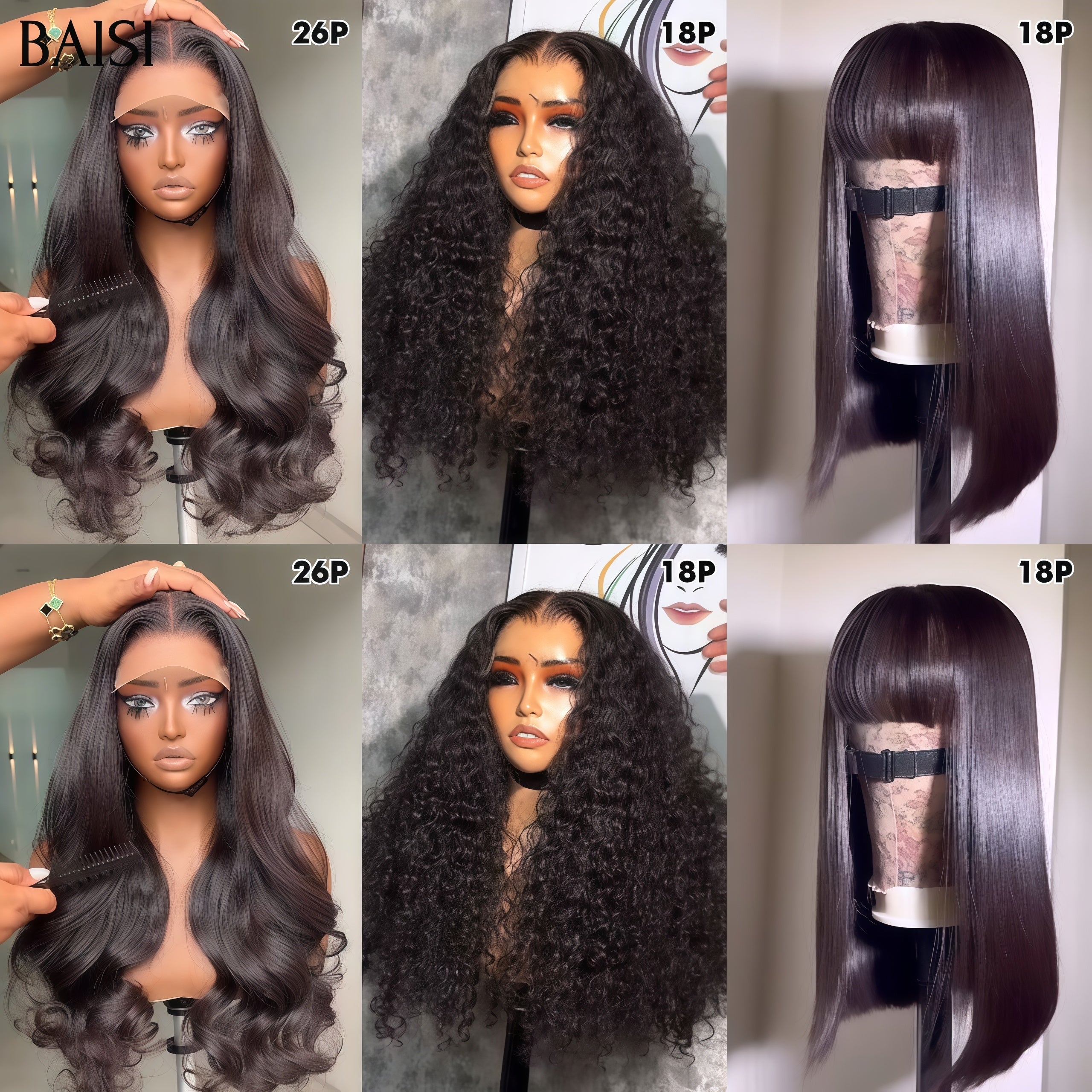 BAISI PROMOTION 3 Perruques Prix en Gros 275€ 100% vrais cheveux humains