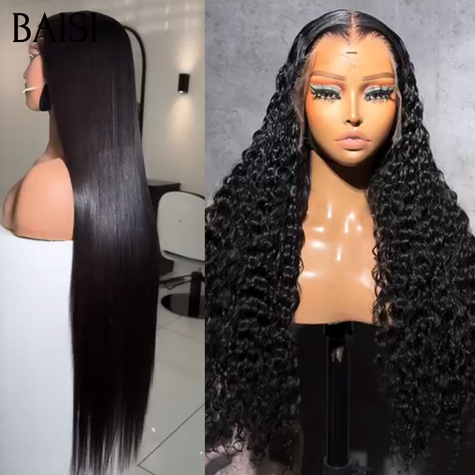 BAISI 2 perruques  239€ lace frontal 26 Pouces curly wave et Lisse ou 2 Perruques 350€ 4X4 lace Lisse 26 Pouces et curly wave 26 Pouces NOIR  200% densité  en 100% Cheveux Humains BS65