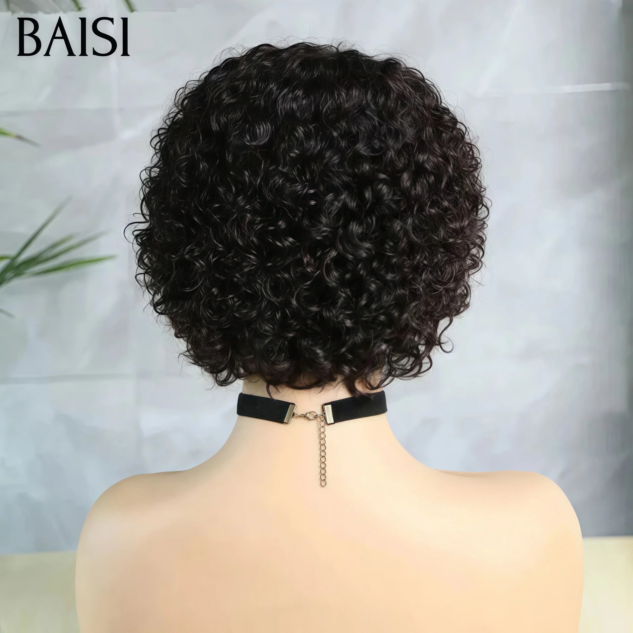 BAISI Achetez 2 perruques minimum au prix d'usine fournisseur Perruque curly wave en couleur noir sans colle sans lace  100% Cheveux Humains ( pas besoin de code)