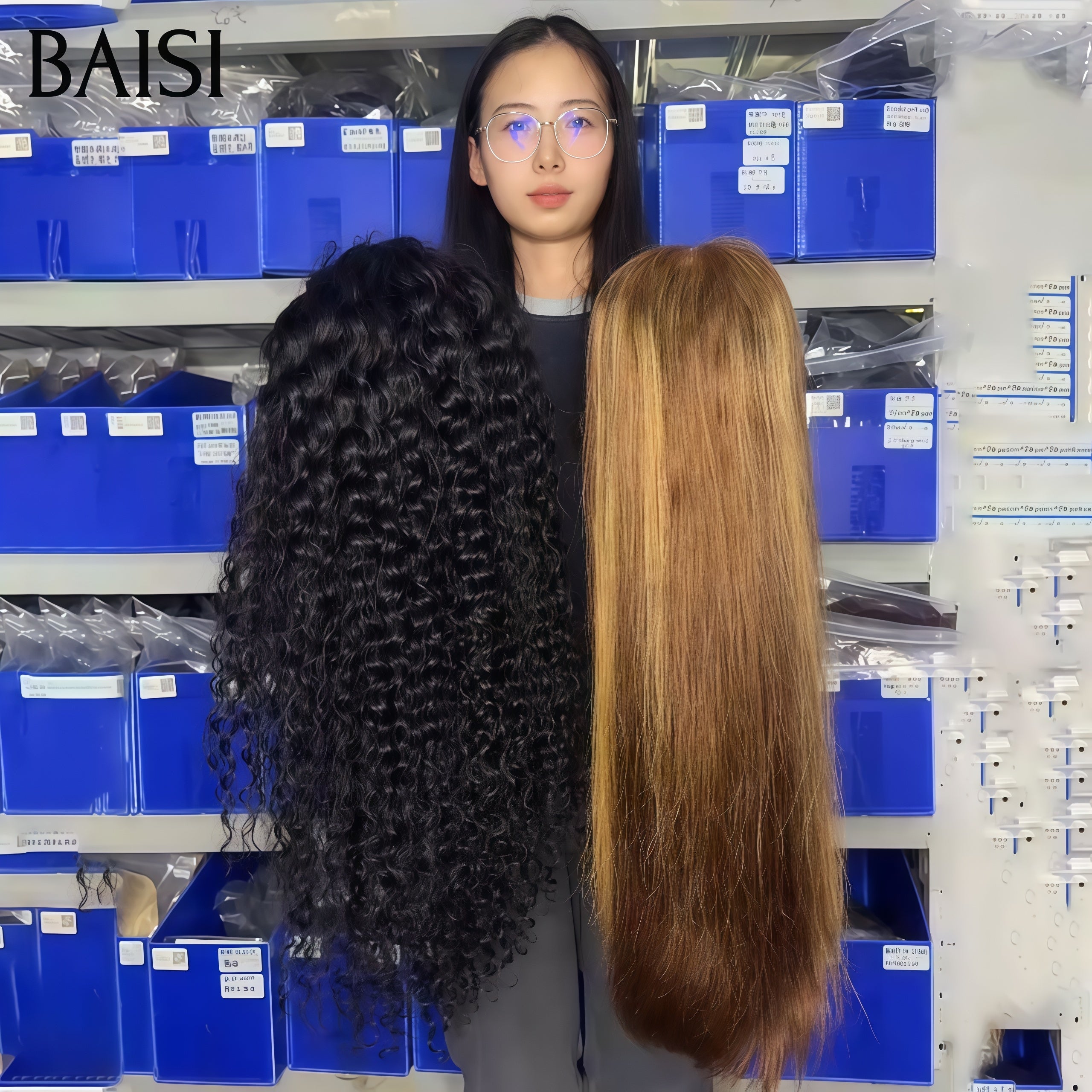 BAISI Lot de 2 perruques Flash Offer PROMOTION 200€ Vente en gros 13X4 lace frontal 24 Pouces 100% vrais cheveux humains