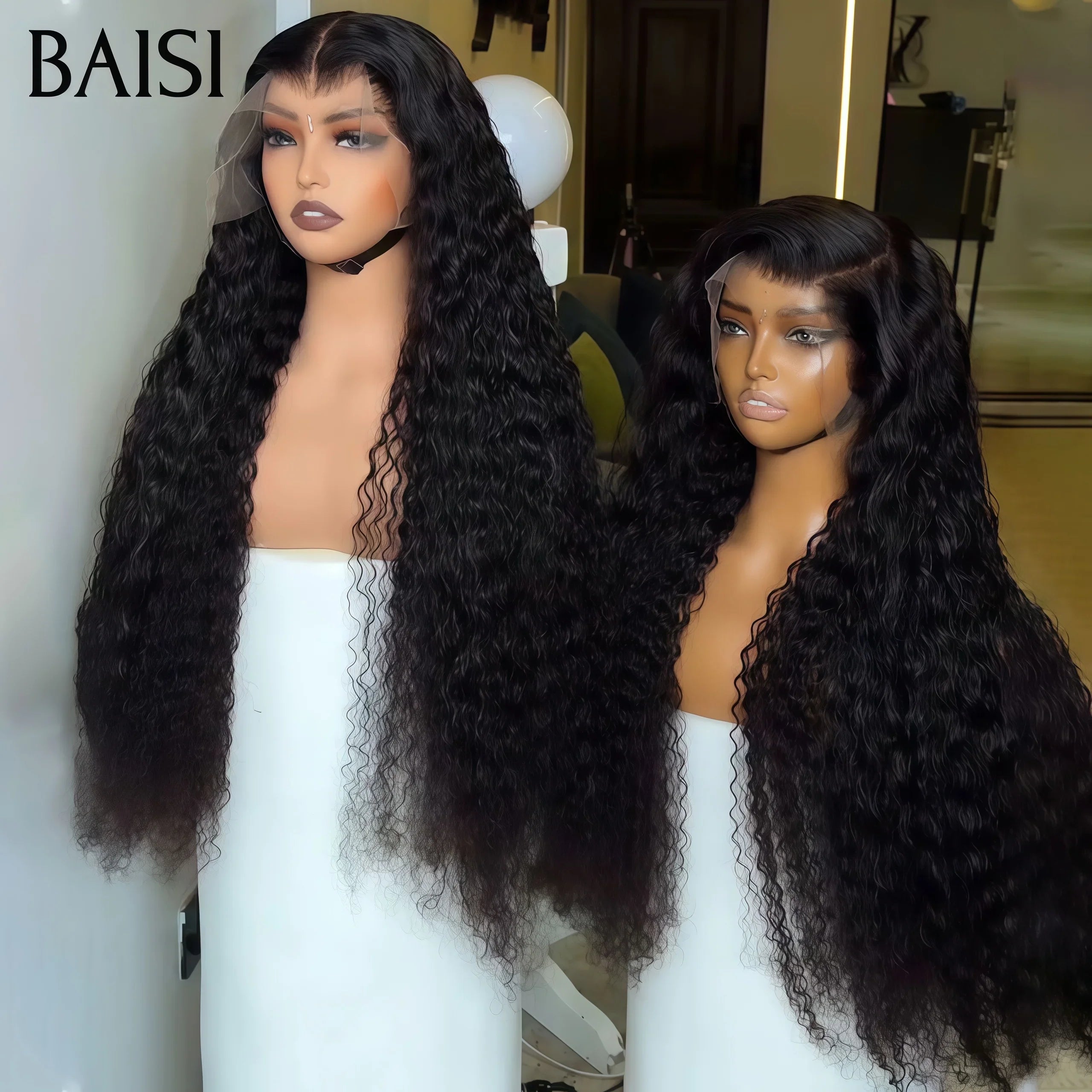 BAISI Flash Offer PROMOTION 30 Pouce 199€ 13x4 Lace Frontale Lace Perruque 1B# Bouclé Curly wave 100% Cheveux Humains FR38