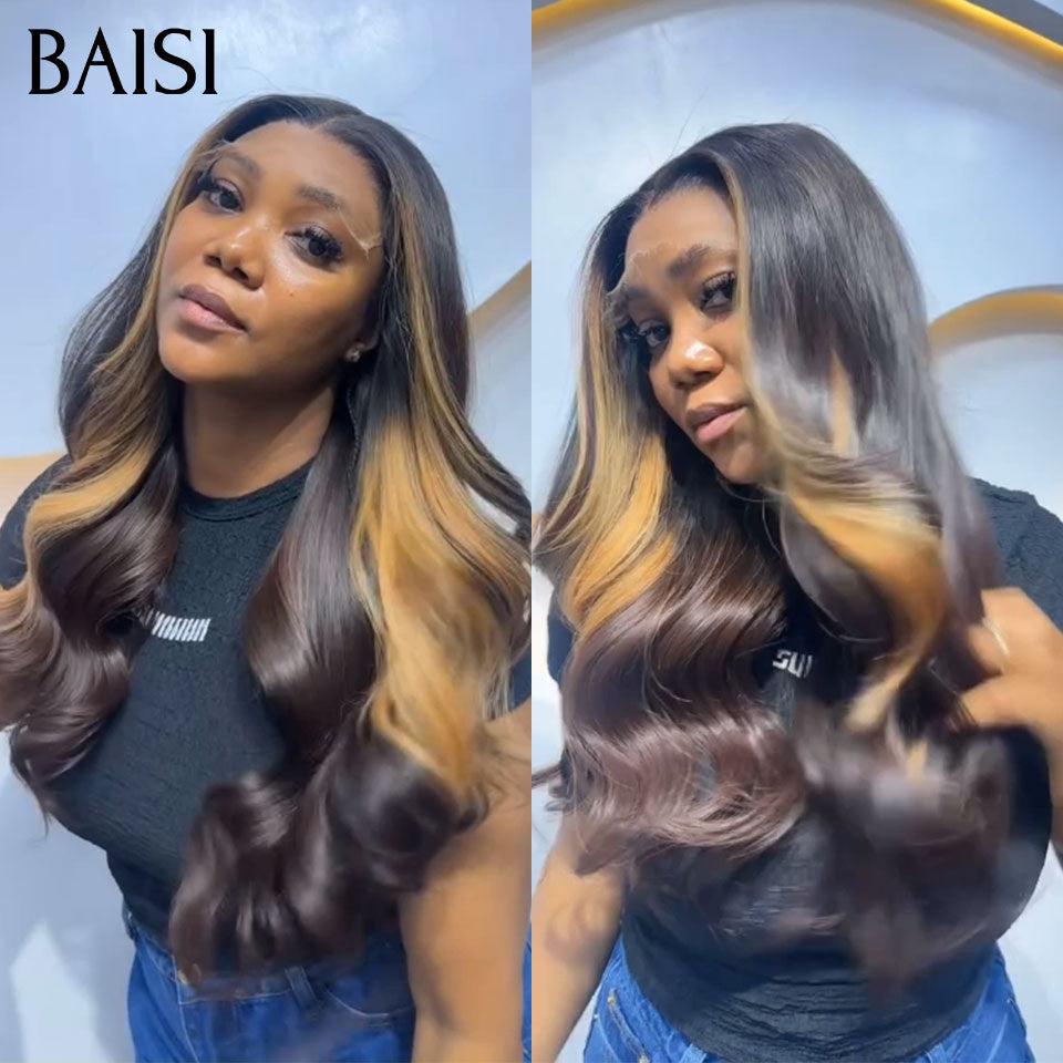 BAISI perruque pixie Louise oui avec lace 13X4 lace Body wave NOIR Mixte miel 22 pouce 268€ ou pixie sans colle F-9188 100% cheveux humains