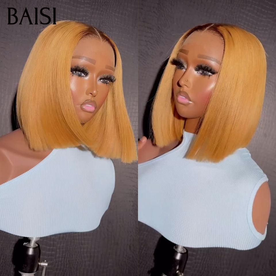 BAISI Perruques SDD BONE STRAIGHT Lisse BOB 2X6 lace de luxe en couleur miel 1BT27# en 100% vrais cheveux humains