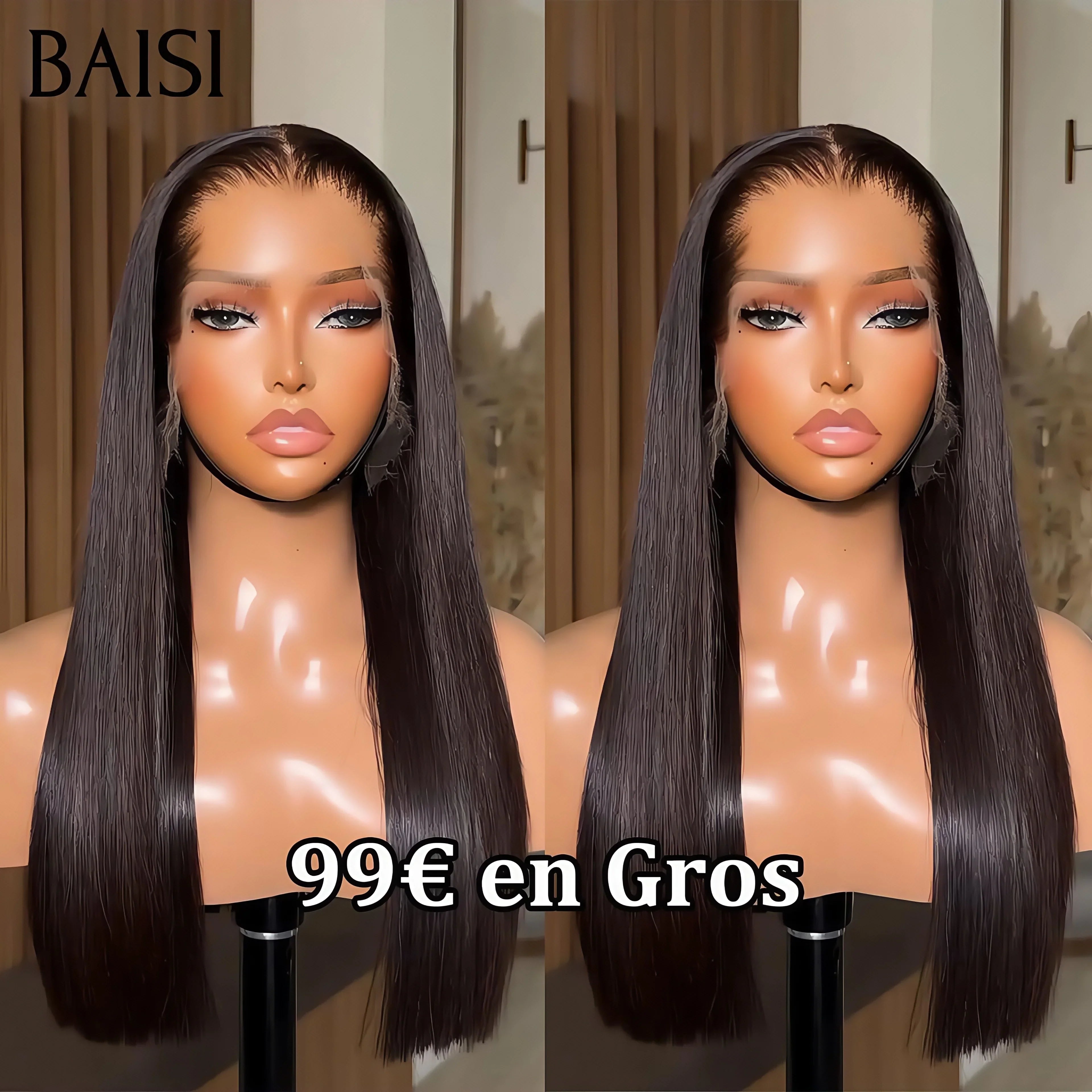 BAISI Achetez 2 perruques minimum au prix d'usine fournisseur  Perruques 2x6 lace Lisse 1BT4# 8 Pouces  Fabriquées par les cheveux double drawn ou 4x4 lace Lisse 8 Pouces 66€ ou 18 Pouces 99€ en 100% vrais cheveux humains