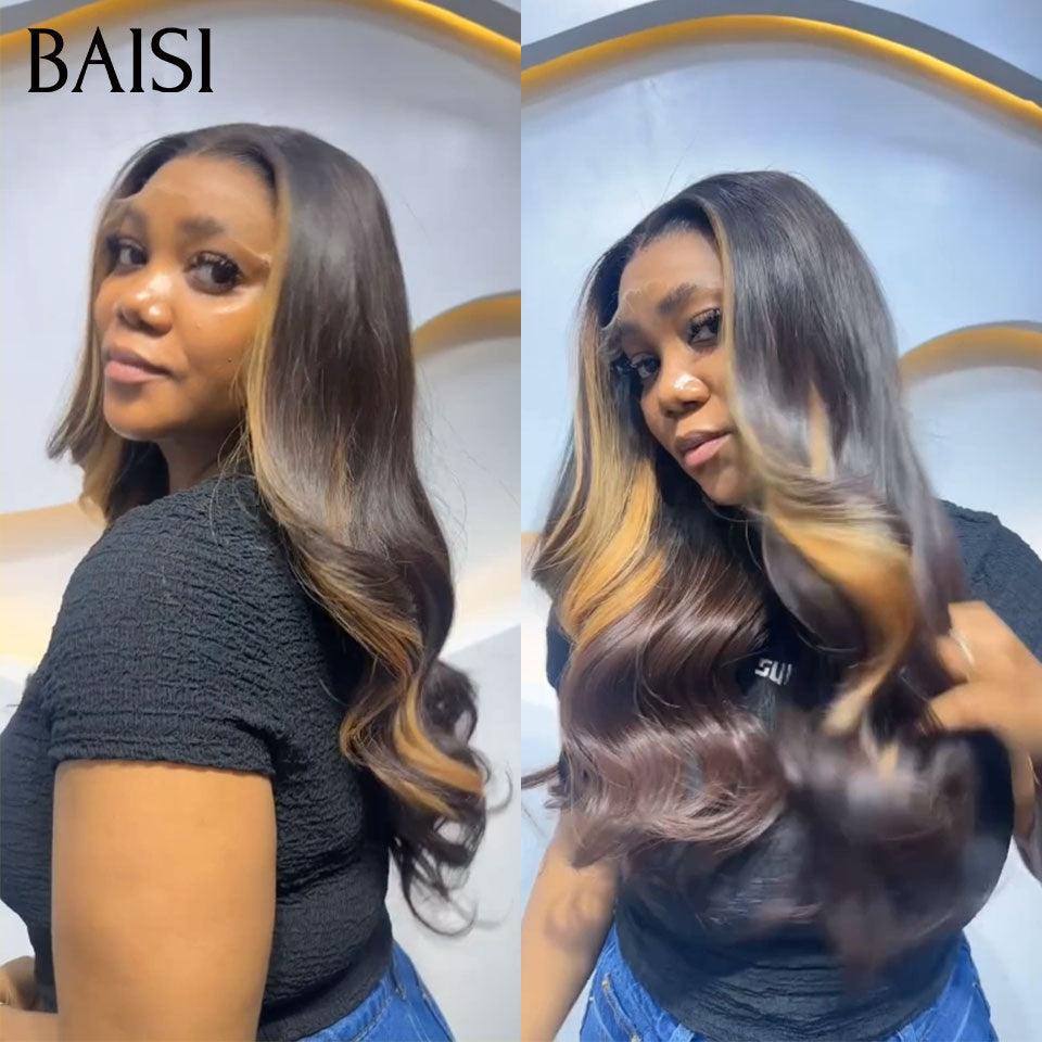 BAISI perruque pixie Louise oui avec lace 13X4 lace Body wave NOIR Mixte miel 22 pouce 268€ ou pixie sans colle F-9188 100% cheveux humains