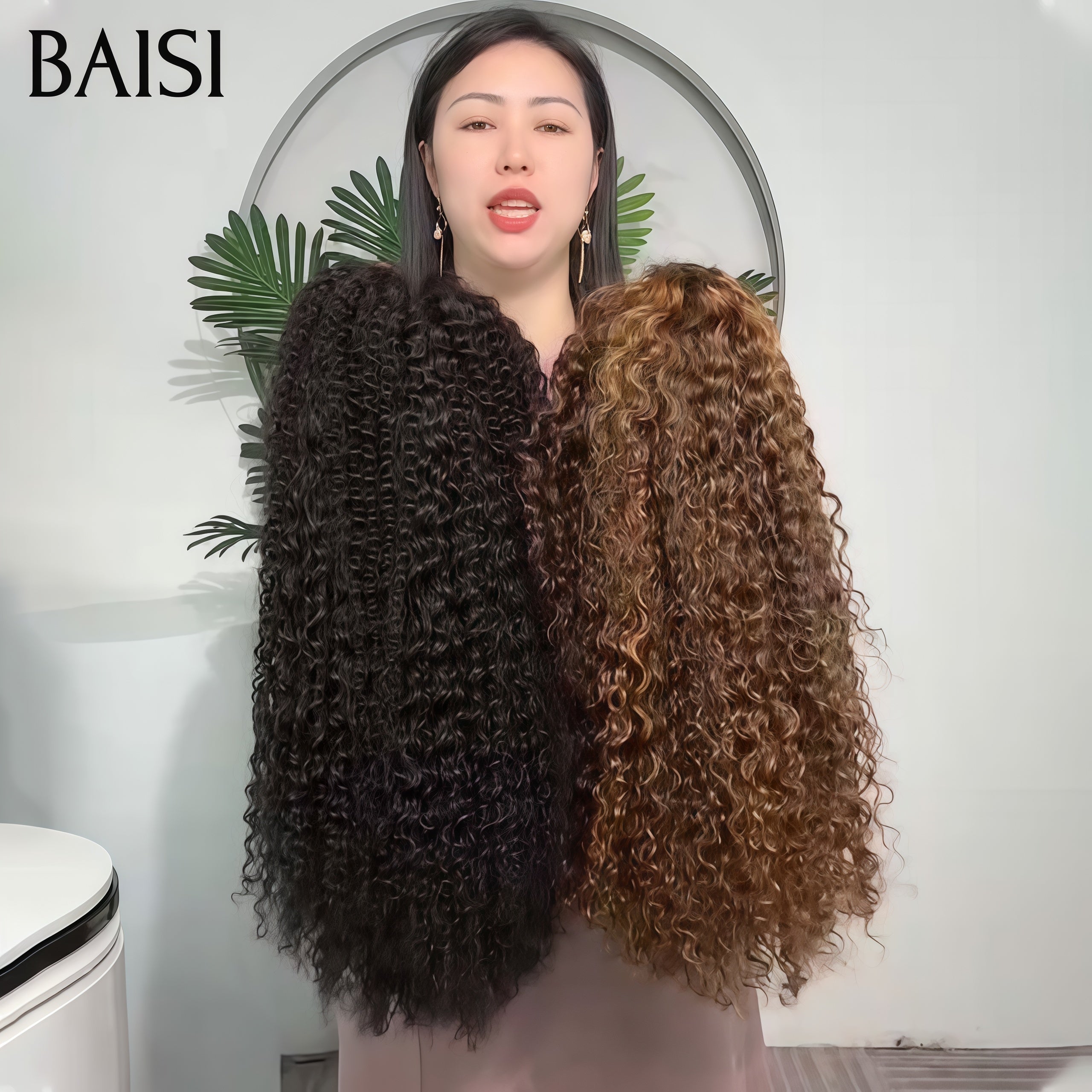 BAISI  PROMOTION 220€ 2 perruques Vente en gros 13X4 lace frontal 24 Pouces curly wave noir et mixte 100% vrais cheveux humains