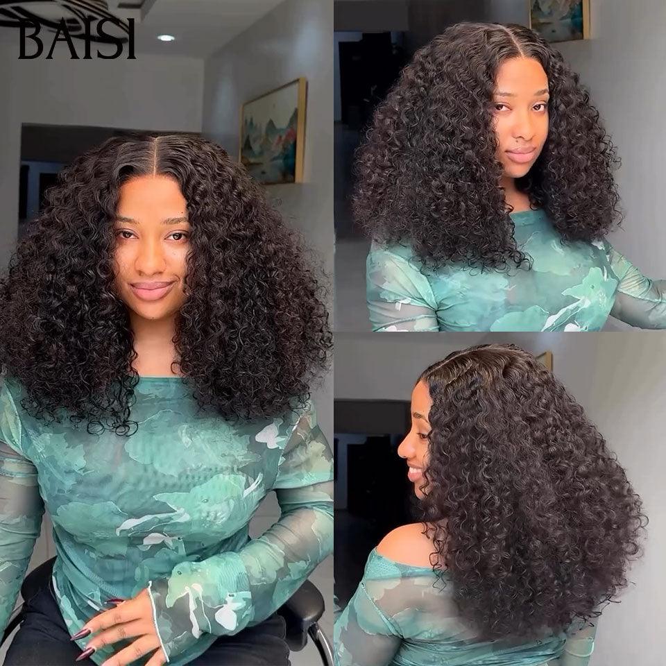 BAISI  2 Perruques pour revendre 188€ 4X4 bob water wave 14 pouces et egg wave 10 Poucesen couleur NOIR en 100% vrais cheveux humains BS60