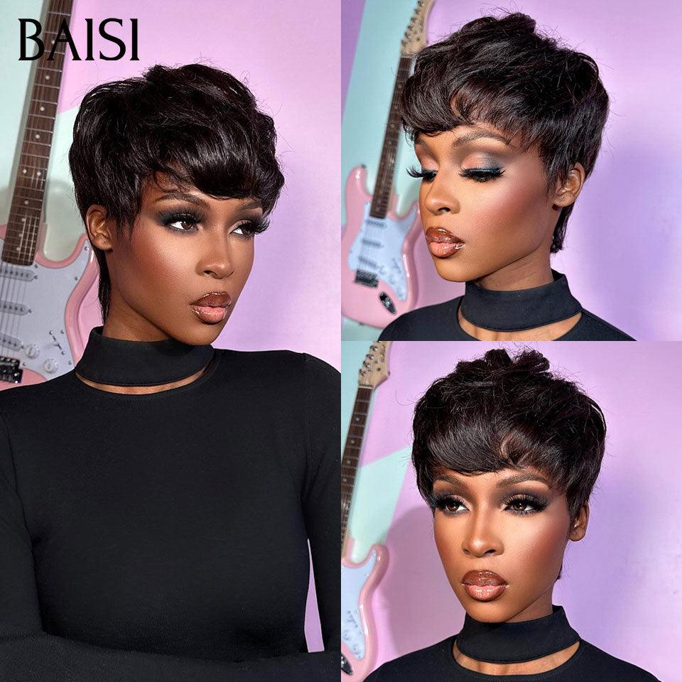 BAISI  4 Perruques pour revendre 229€  pixe 4 types de perruques différents en 100% vrais cheveux humains BS60