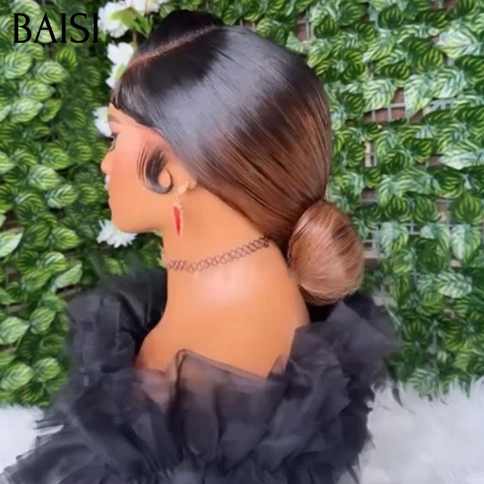 BAISI Coiffure de luxe Evangeline Perruques Mariage Prête à porter chignon et personalisation comme sur la vidéo 100% identique avec lace frontale pour mariage ou événement spécial en couleur 1B/4#