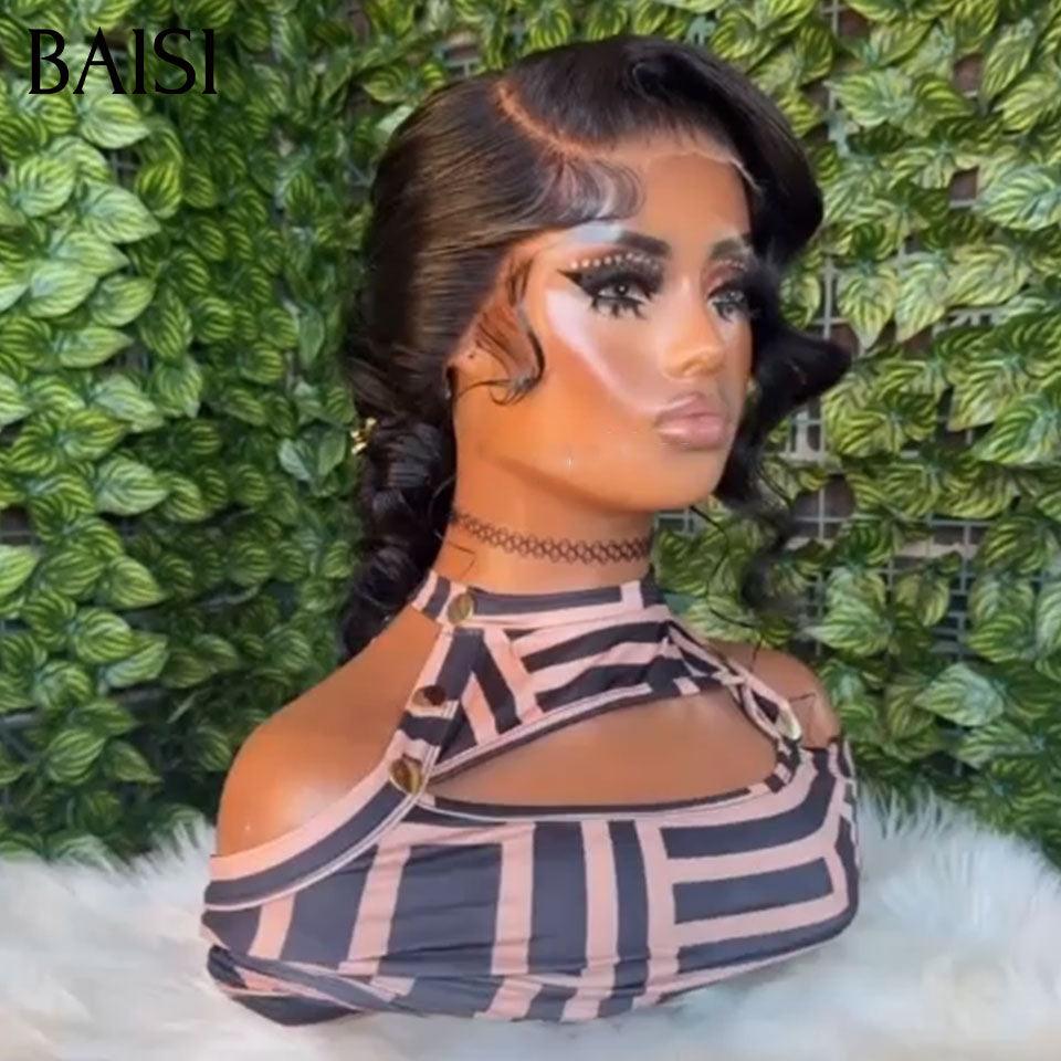BAISI Coiffure de luxe Hedy Perruques Mariage noir Prête à porter chignon et personalisation comme sur la vidéo 100% identique avec lace frontale événement spécial