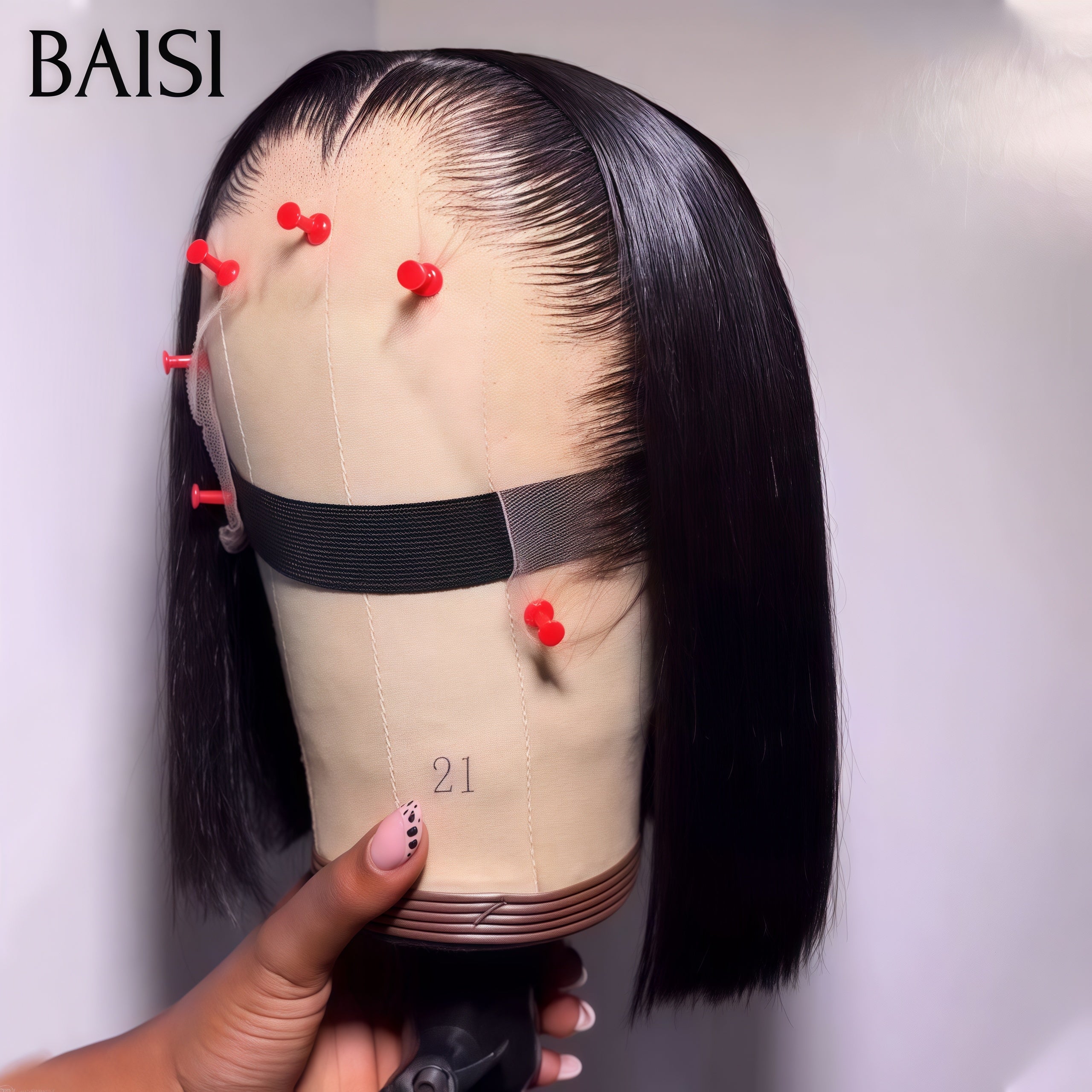 BAISI Achetez 2 perruques minimum au prix d'usine fournisseur Petit Perruque lisse 13X4 lace frontal bob en couleur noir ou orange en 100% Vrais Cheveux Humains  (Pas Besoins De Code)