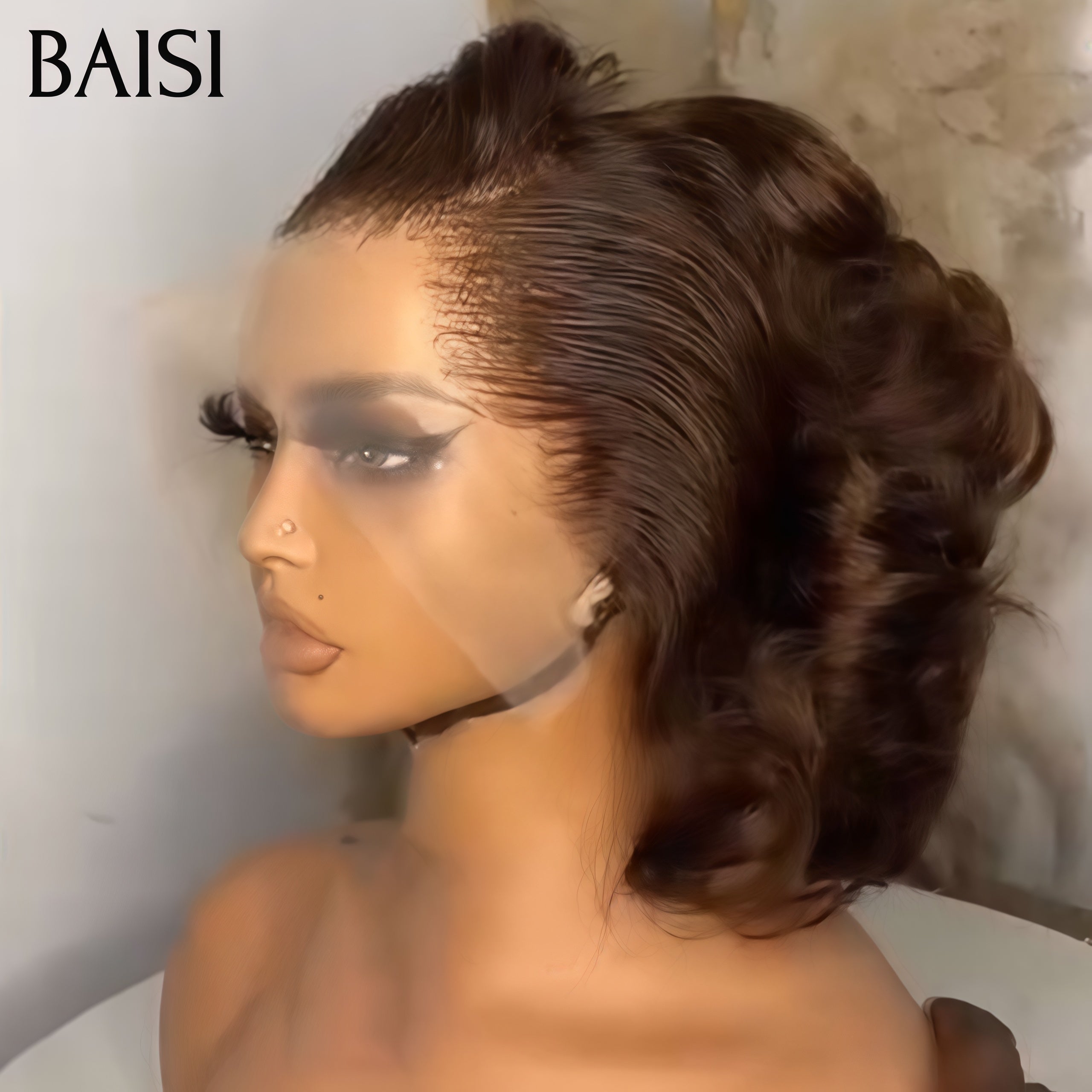 BAISI Acquista minimo 2 parrucche al prezzo di fabbrica Fornitore Parrucca riccia egg wave Marrone o Curly con frangia Colore #30 in 100% capelli umani veri (Nessun codice necessario)