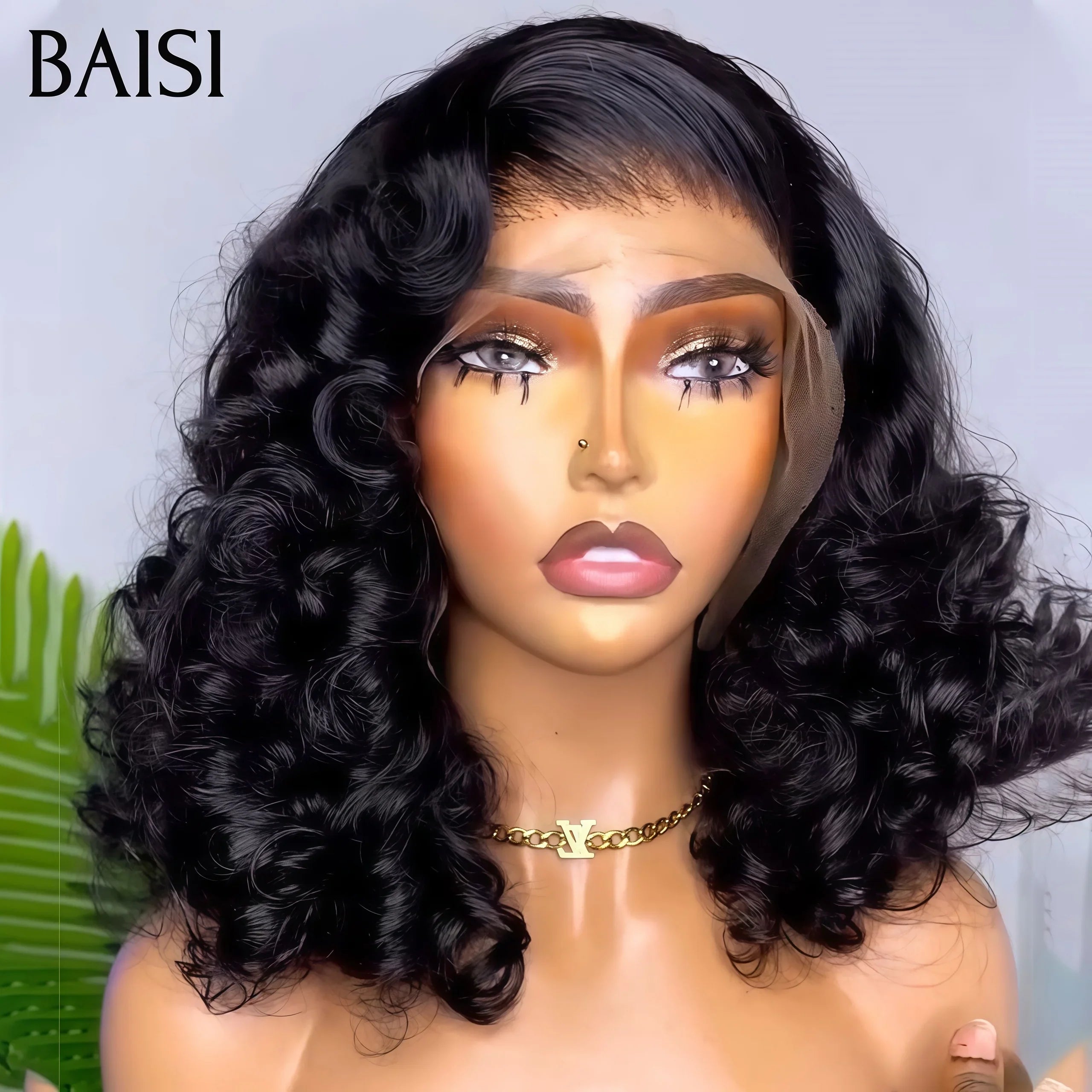 BAISI  13X4 lace Perruque Bouclée Egg Wave 115€ Moitié Prix couleur naturelle En 100% Cheveux Humains