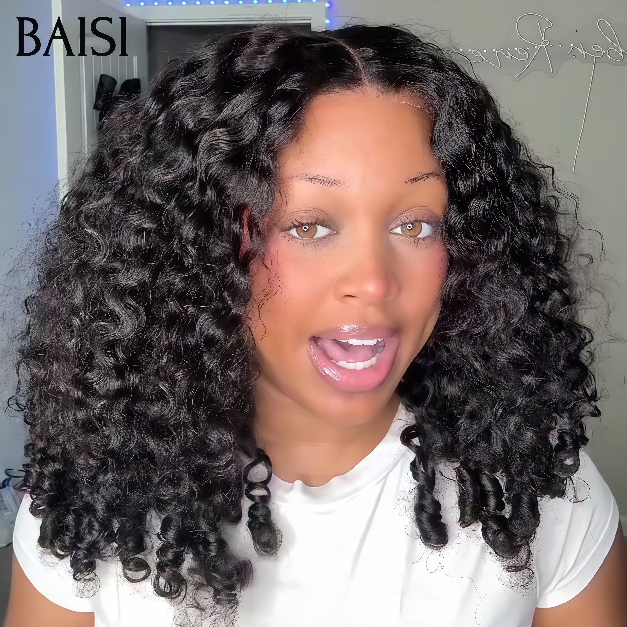 BAISI perruque 13x4 lace curly wave 20 pouce Raw Hair 100% cheveux humains