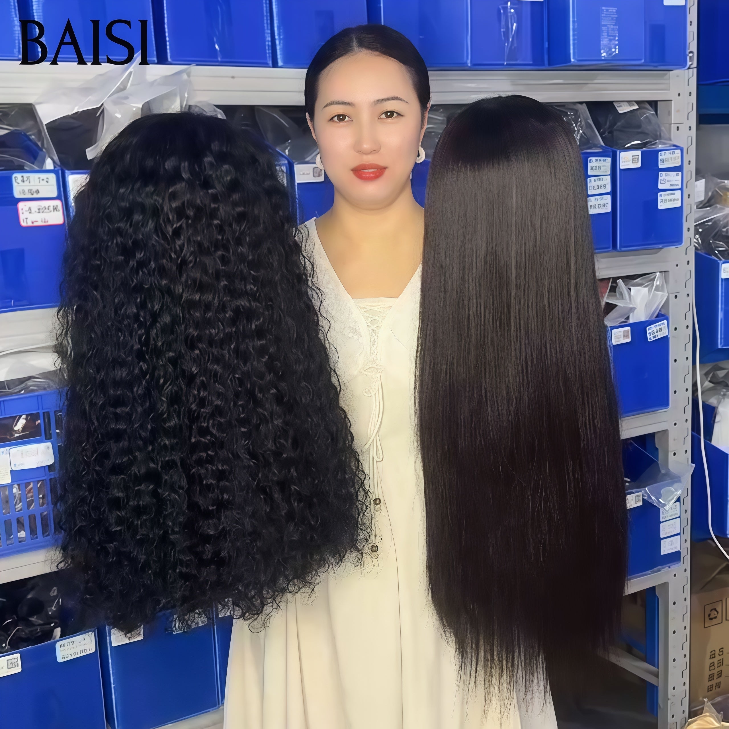 BAISI vente flash 2 Perruques 189 euro 4X4 lace curly et lisse 18 pouces ou 2 Perruques 249€ 26 Pouces 13X4 lace frontal curly wave et 4x4 lace closure Lisse en 100% vrais cheveux humains  BS65