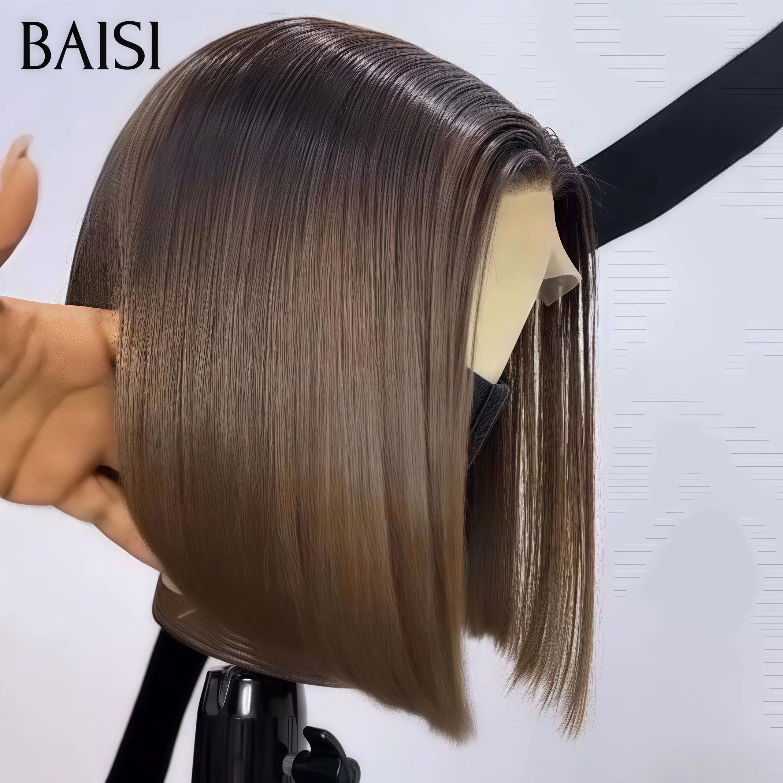 BAISI Achetez 2 perruques minimum au prix d'usine fournisseur perruque 13X4 lisse bob 8 pouces mixte Coupe Pixie Lisse 2 Couleurs personnalisées 1B4#30# Mixte ou Marron 1B4#  100% Vrais Cheveux Humains  (Pas Besoins De Code)