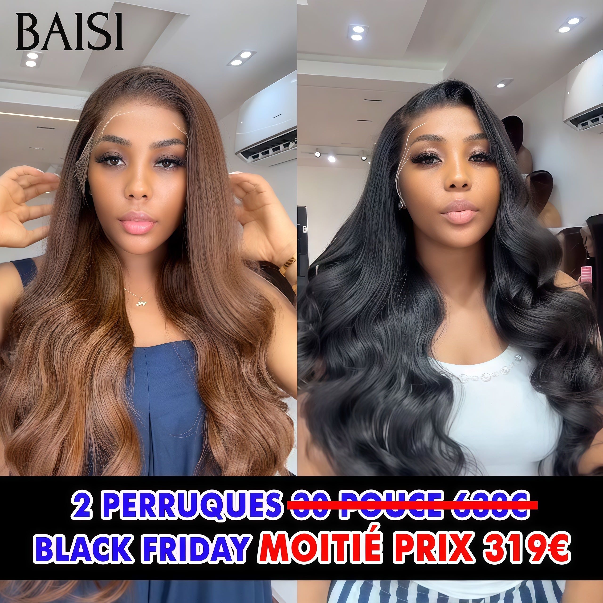 BAISI BLACK FRIDAY 2 Parrucca 30 pouce 319€ metà prezzo 13x4 lace frontal Body wave colore Marrone e NERO 100% capelli umani
