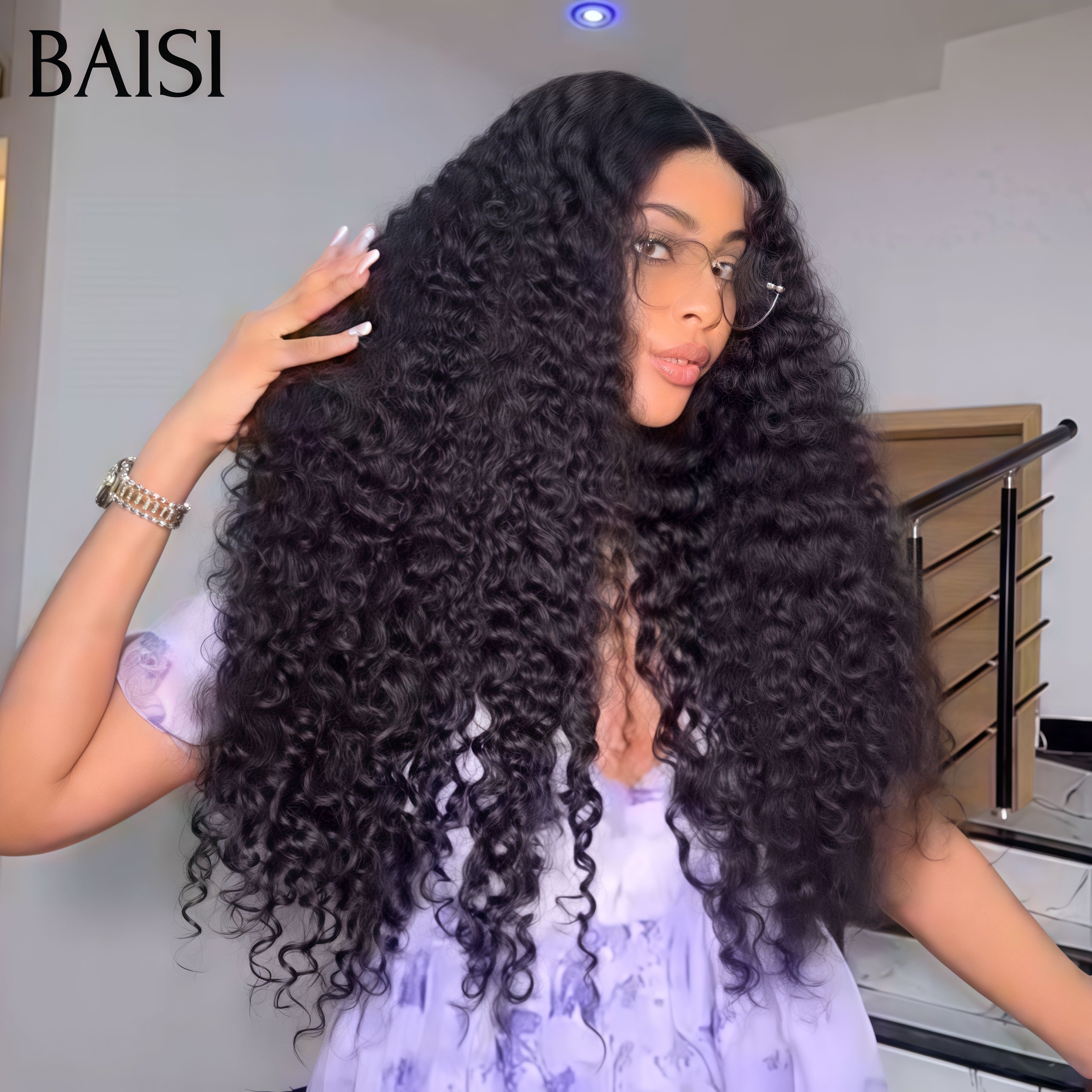 BAISI Consegna in 48H IVA 0€ Lace Frontal Parrucca Riccia Di Alta Gamma 22 pollici 139€ In 100% Raw Hair
