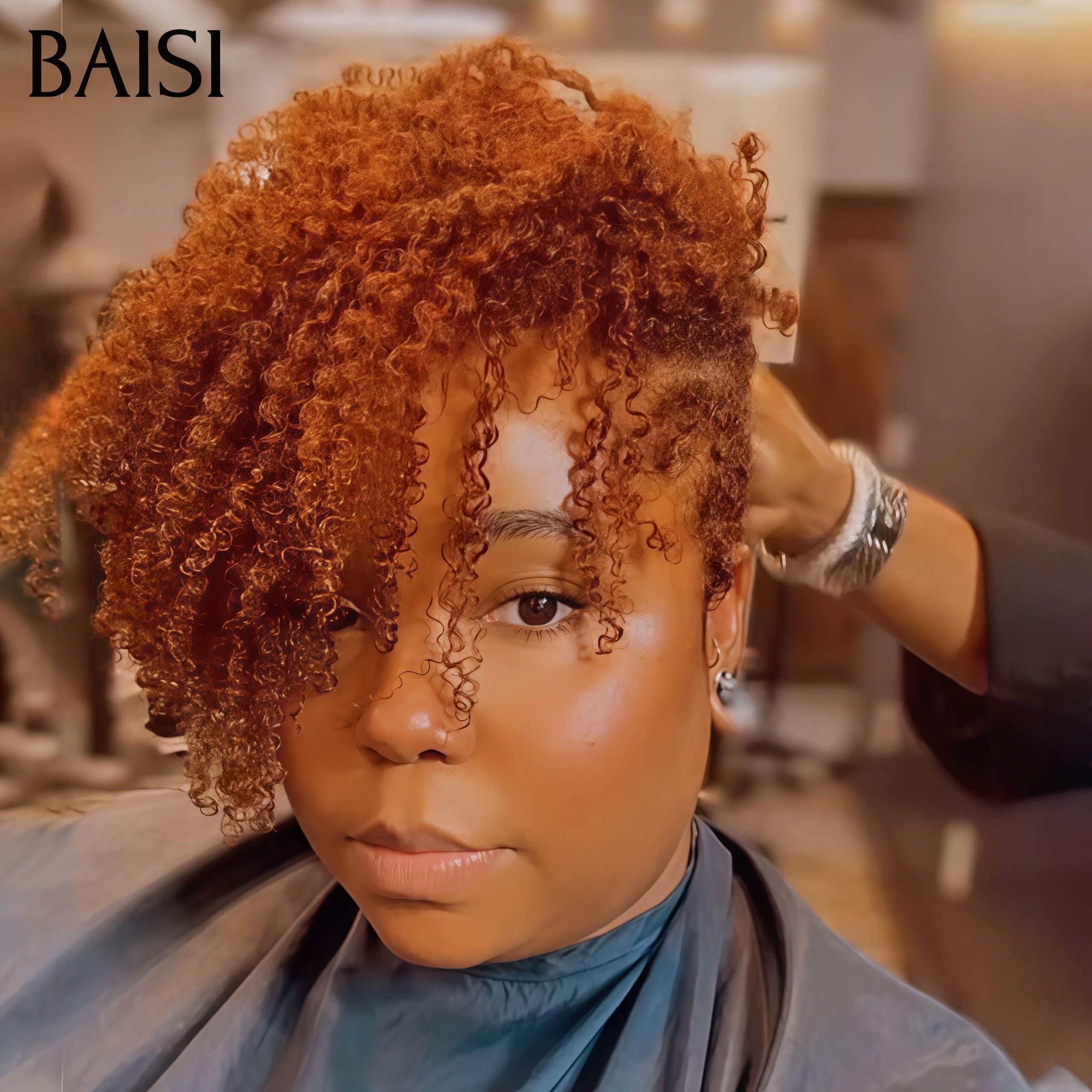 BAISI kinky Curly wave 99€ Topper cheveux partiel personnalisé en Couleur orange 350#（ c'est pas une perruque entière ) en 100% cheveux humains