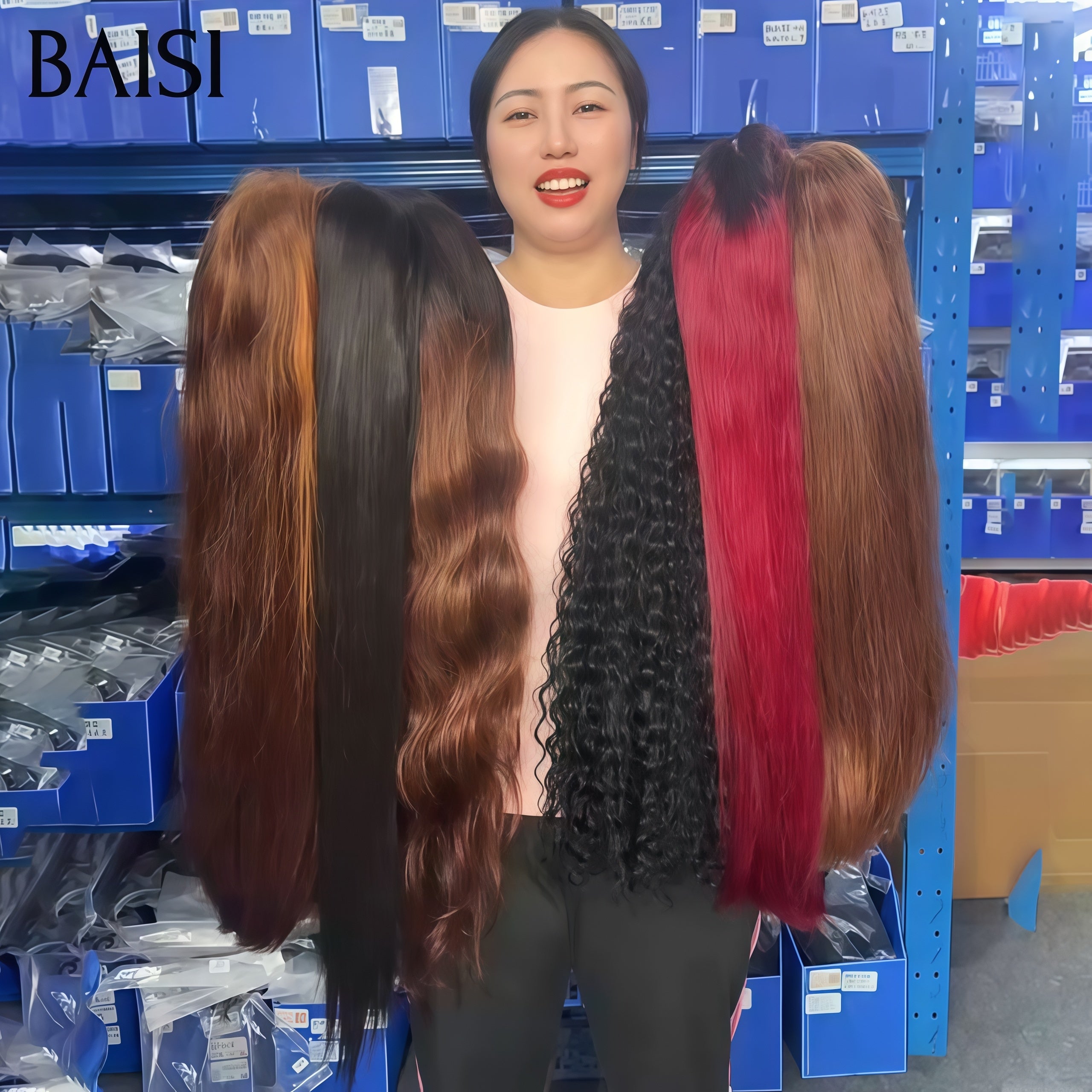 BAISI Perruque pour revendre 6 perruques 480€ 13x4 lace frontal deep wave et Lisse et Bodywave 20 Pouces 6 couleurs en 100% Cheveux Humains