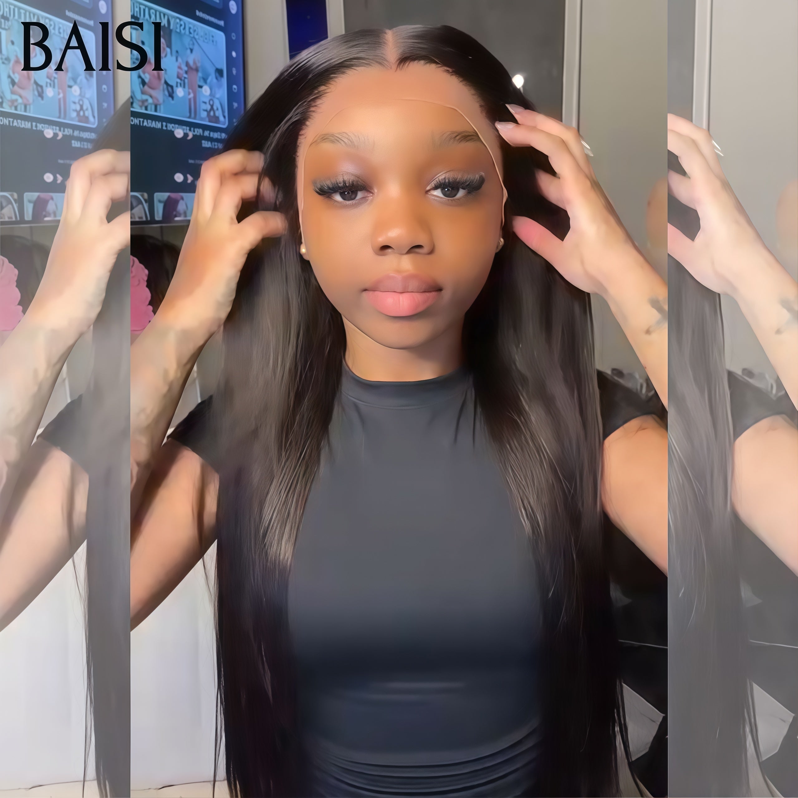BAISI Lace frontal lissa Parrucca 20 pouce + 1 FER gratuita = 138€ In 100% Veri Capelli Umani Codice : BS120