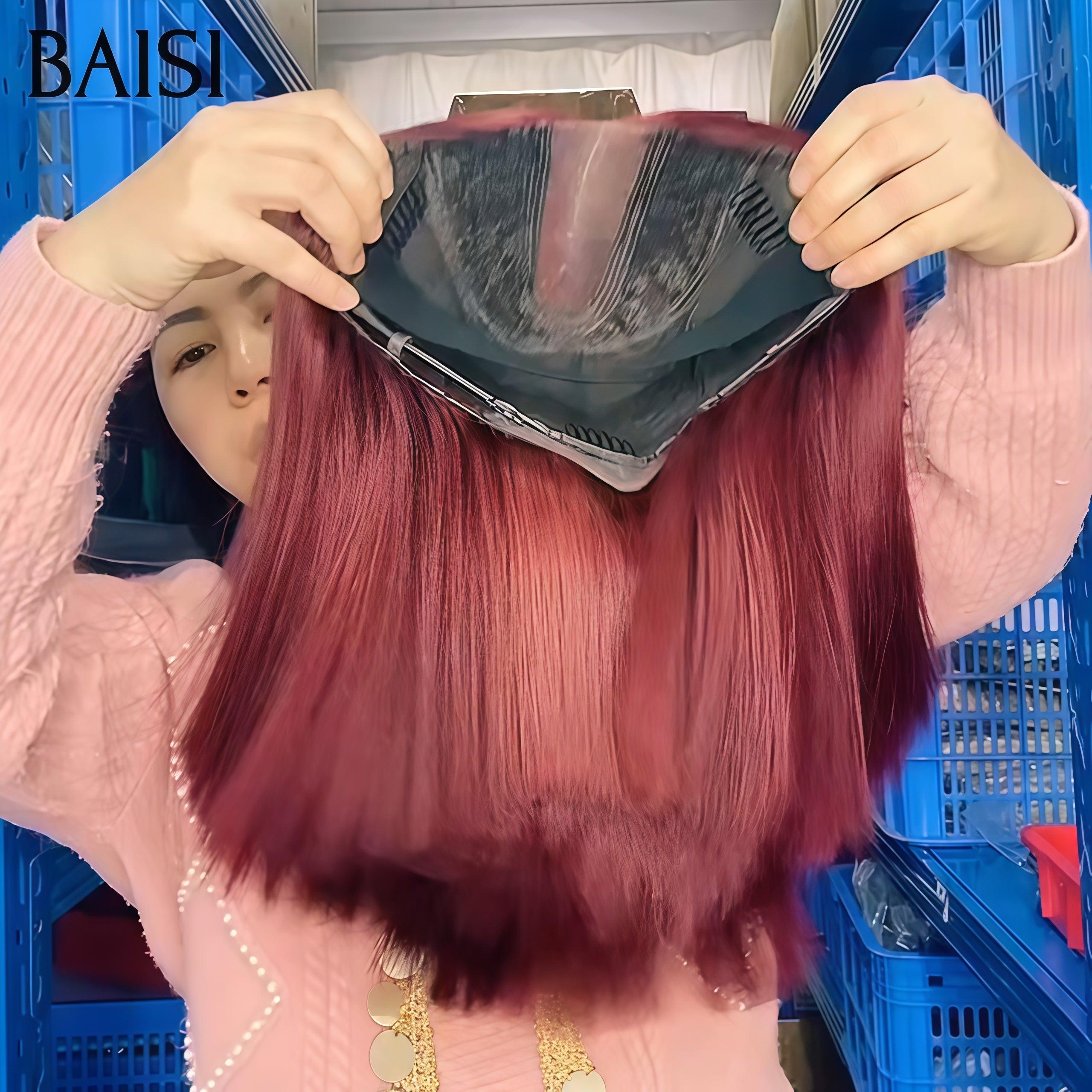 BAISI SDD Cabelo liso 100% vietnamita 10 polegadas 85€ Peruca lisa de luxo Bob 2x6 Lace 20 polegadas 175€ na cor #99J em 100% cabelo humano verdadeiro