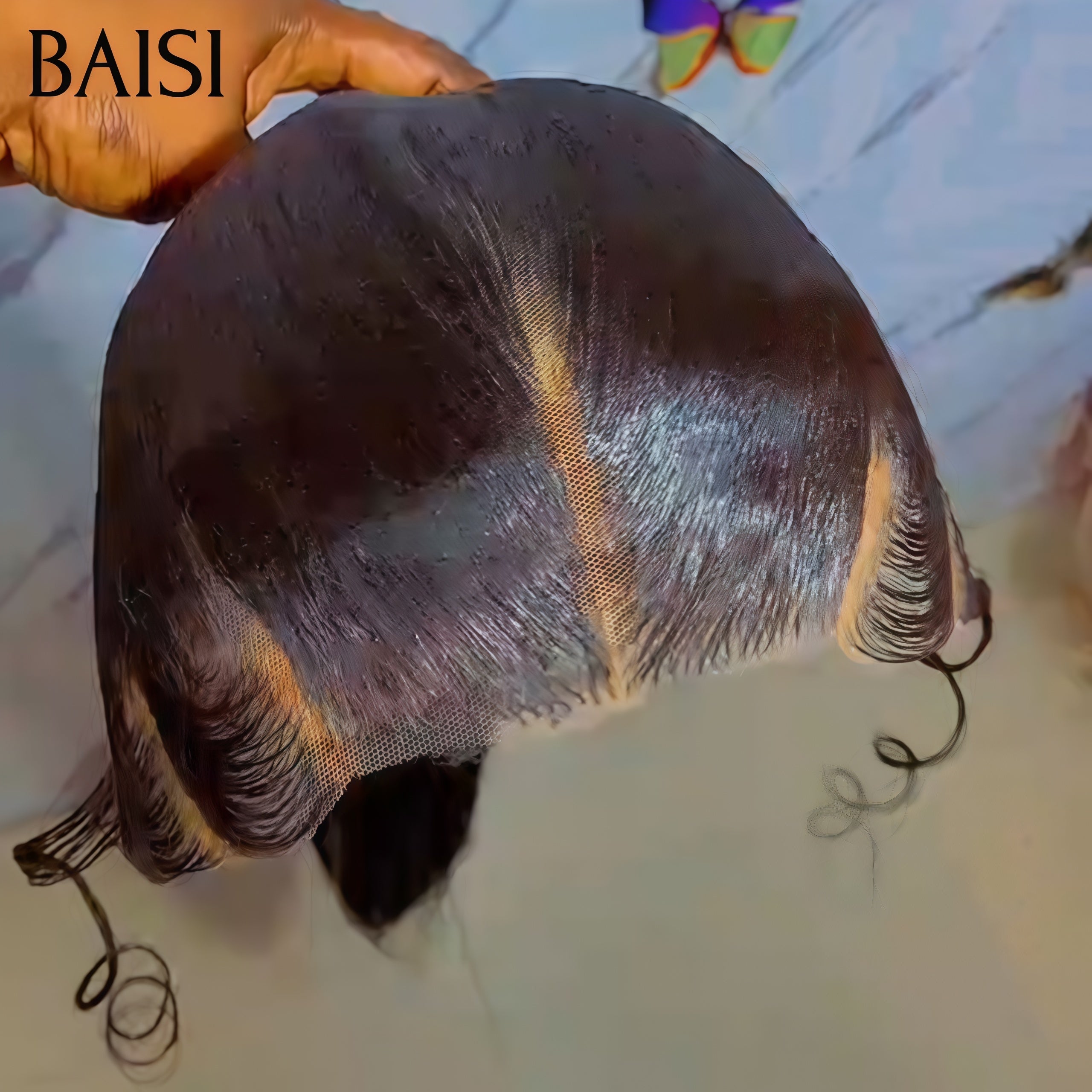 BAISI Perruque Lace Frontal Lisse 26 Pouce 169€ 100% comme la vidéo Pré-plucked Pas Besoin de Colle en 100% Raw Hair Lace déjà couper B