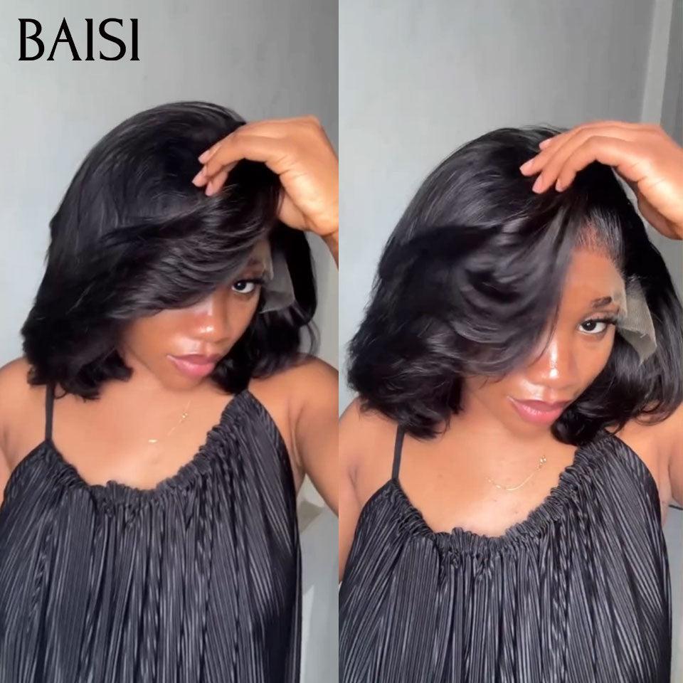 BAISI 13X4 Parrucche 12 pollici 4#Mix30# o NERO taglio personalizzato ricci voluminosi 300% densità oltre 20 anni di utilizzo CODICE BS120