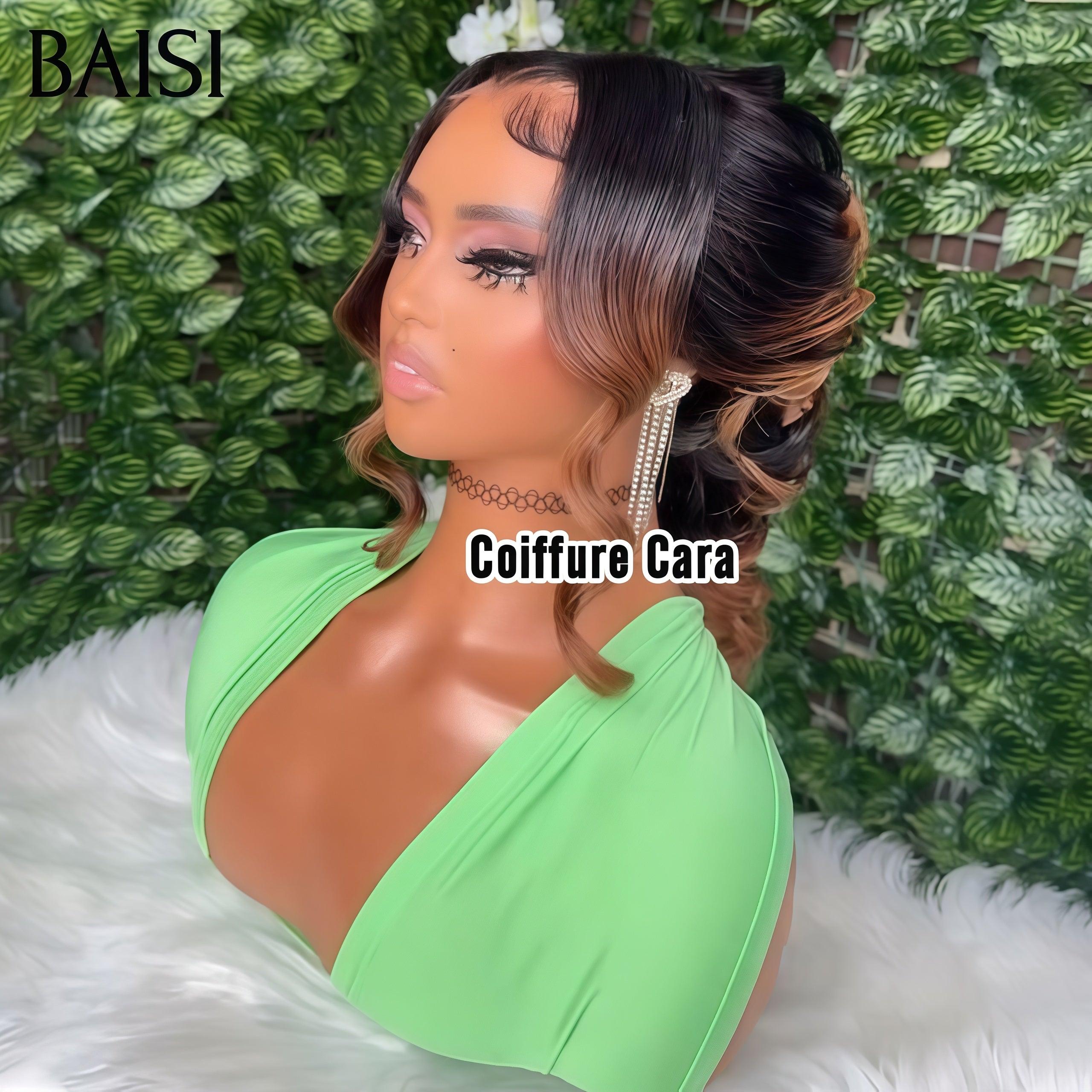 BAISI Coiffure de luxe Cara Perruques Mariage Prête à porter chignon et personalisation comme sur la vidéo 100% identique avec lace frontale pour mariage ou événement spécial en couleur 1B/4#