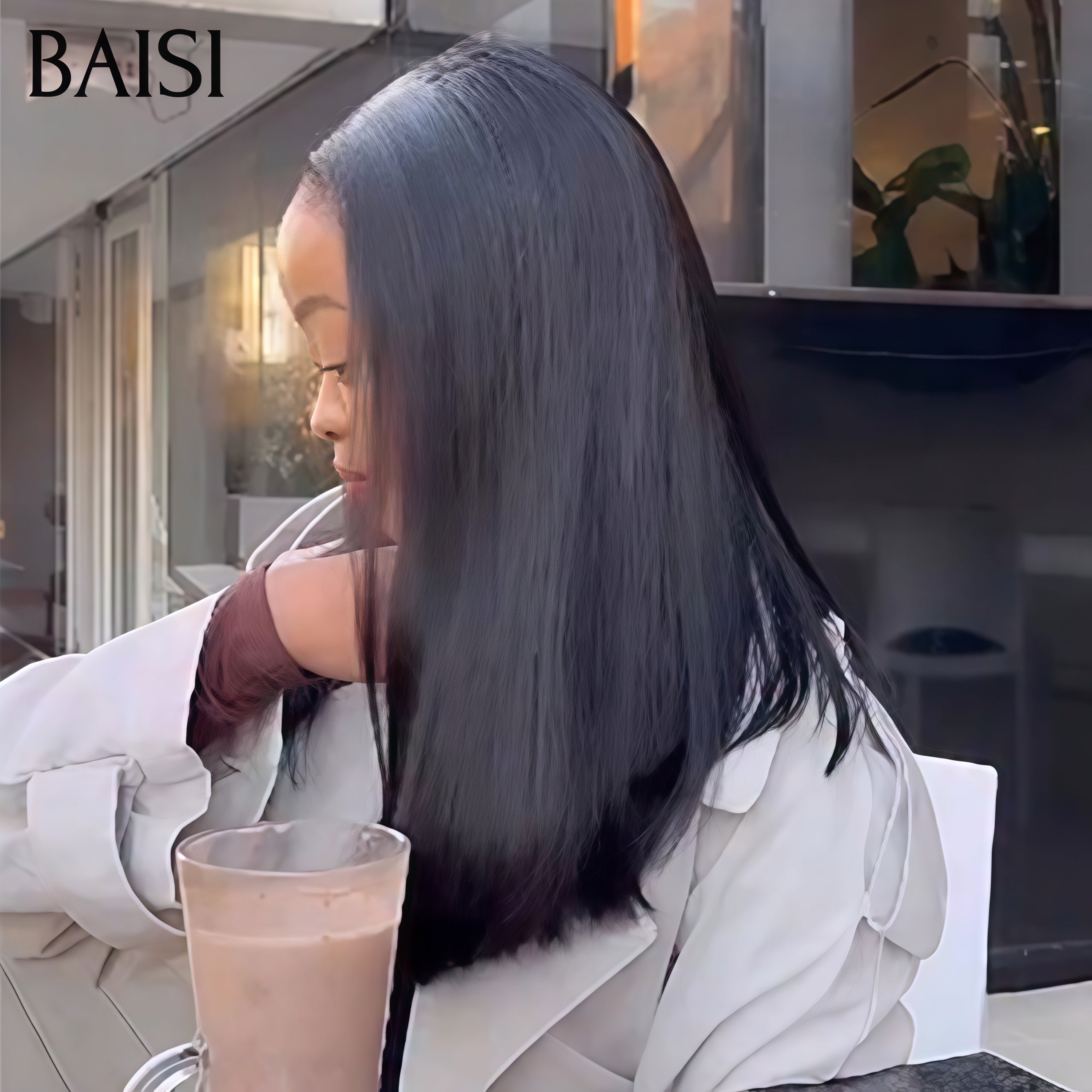 BAISI Bob blonde ou noir Perruque Lisse Straight Bob Lace frontal En 100% Cheveux Humains