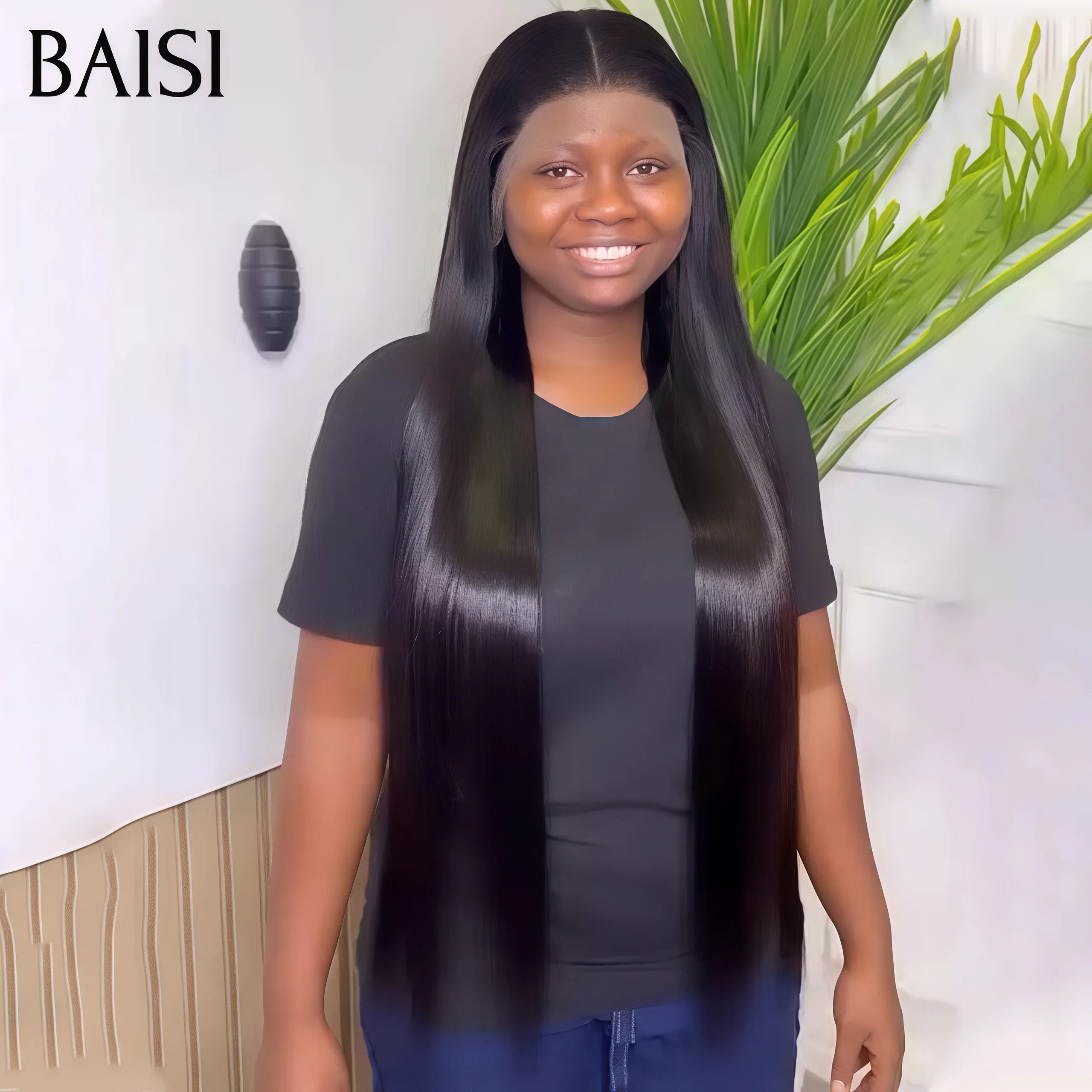 BAISI Achetez 2 perruques minimum au prix d'usine fournisseur 13X4 lace frontal perruque Lisse 28 Pouces 159€ ou 4x4 Perruque Carré Lisse Rouge Bordeaux #1B#99J  Pré-plucked Pas Besoin de Colle en 100% Raw Hair (Pas Besoins De Code)