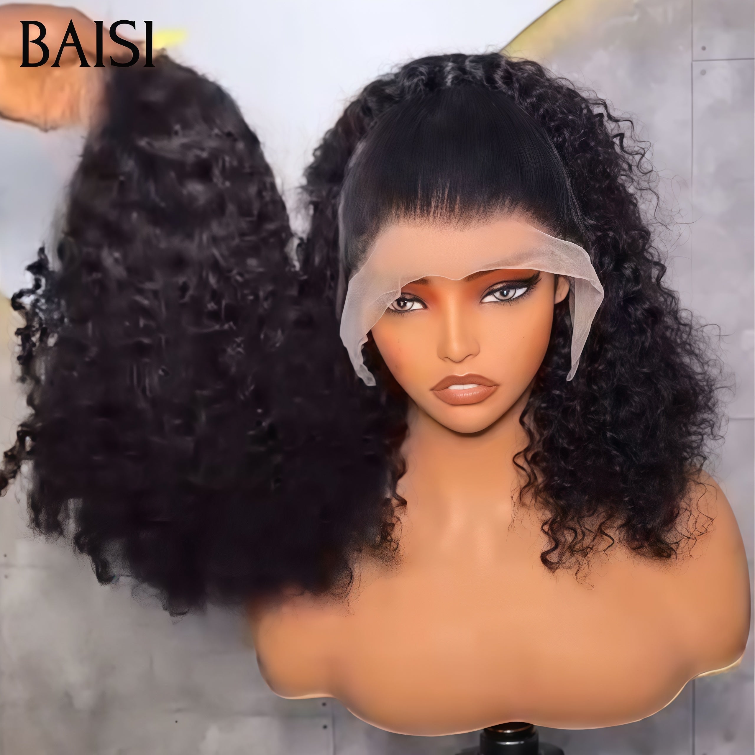 BAISI Bob Perruque Bouclée Deep Wave 13X4 Frontale 14 pouces 69€  100% Cheveux Humains