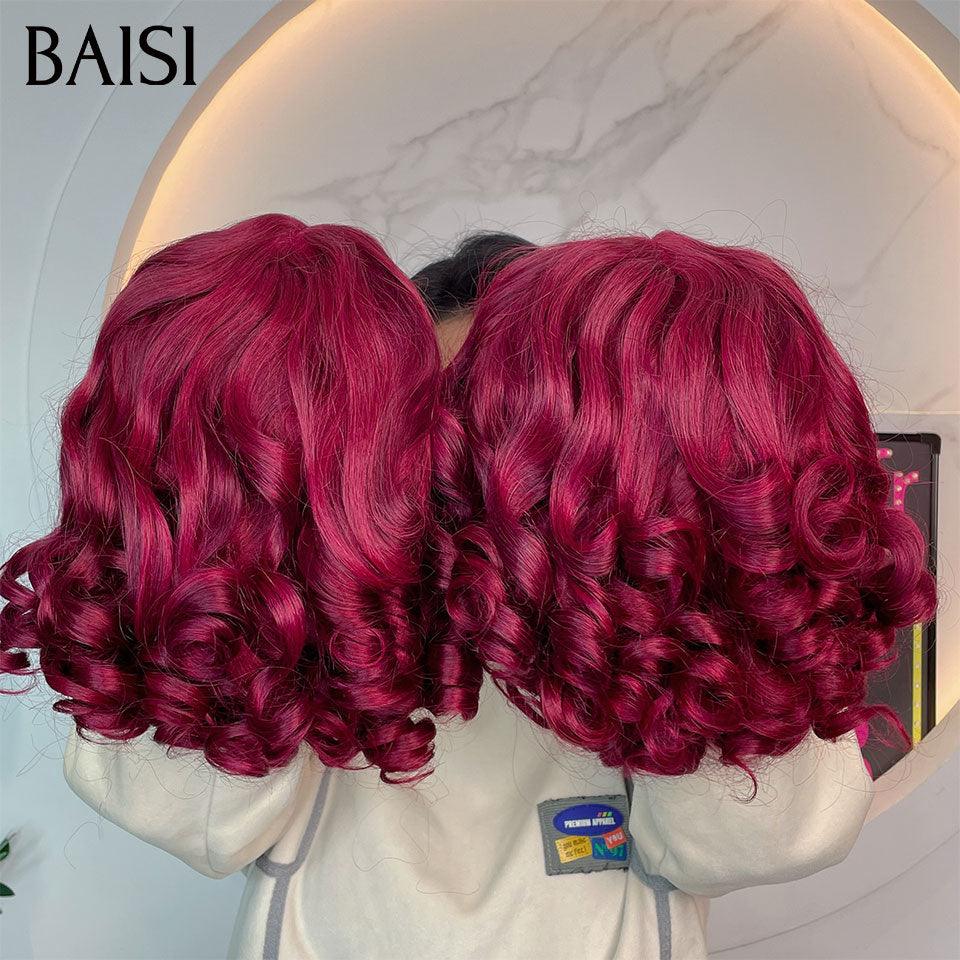 BAISI peruca Bob Egg Wave com Franja Preto 75€ ou liso 13X4 de luxo 32 polegadas 320€ ou EGG WAVE com franja 99J# 12 polegadas ou Bob Liso com Franja na cor #1B/30 madeixas em 100% cabelo humano