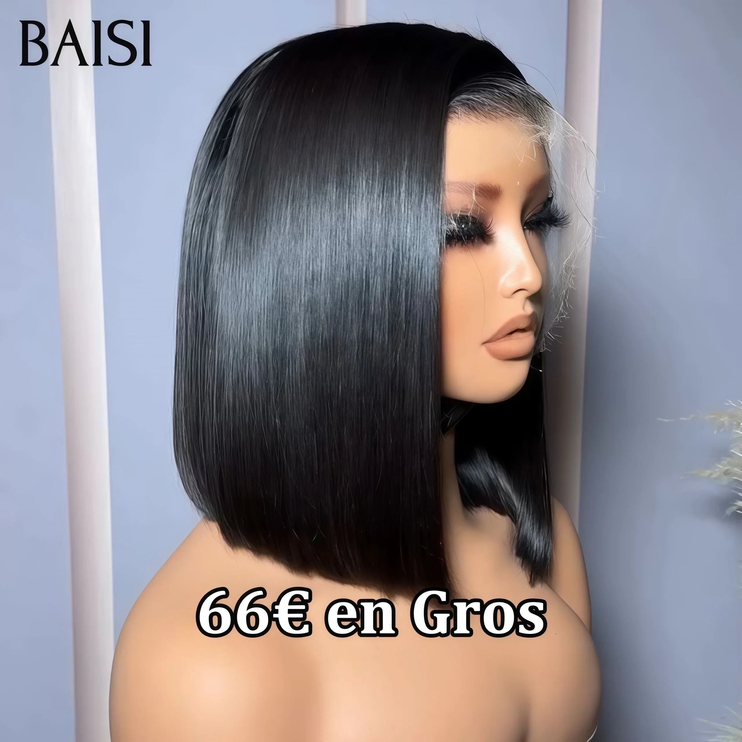 BAISI Acquista minimo 2 parrucche al prezzo di fabbrica fornitore in Francia IVA 0€ arrivo 48H Parrucche 13X4 Lisce Bob 66 € 10 Pollici in 100% capelli umani veri