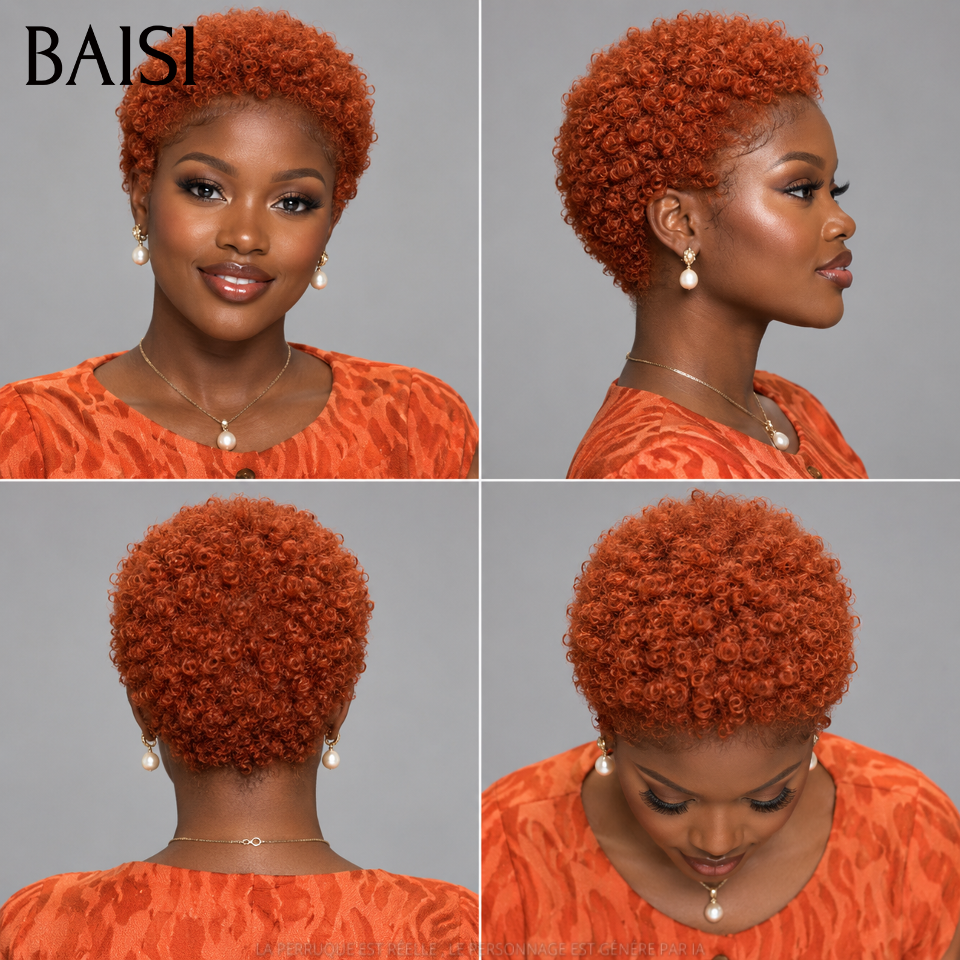 BAISI Achetez 2 perruques minimum au prix d'usine Perruque Pixie Afro Curl 13x4 lace frontal bouclé partout différentes couleurs disponibles en 100% cheveux humains F-905