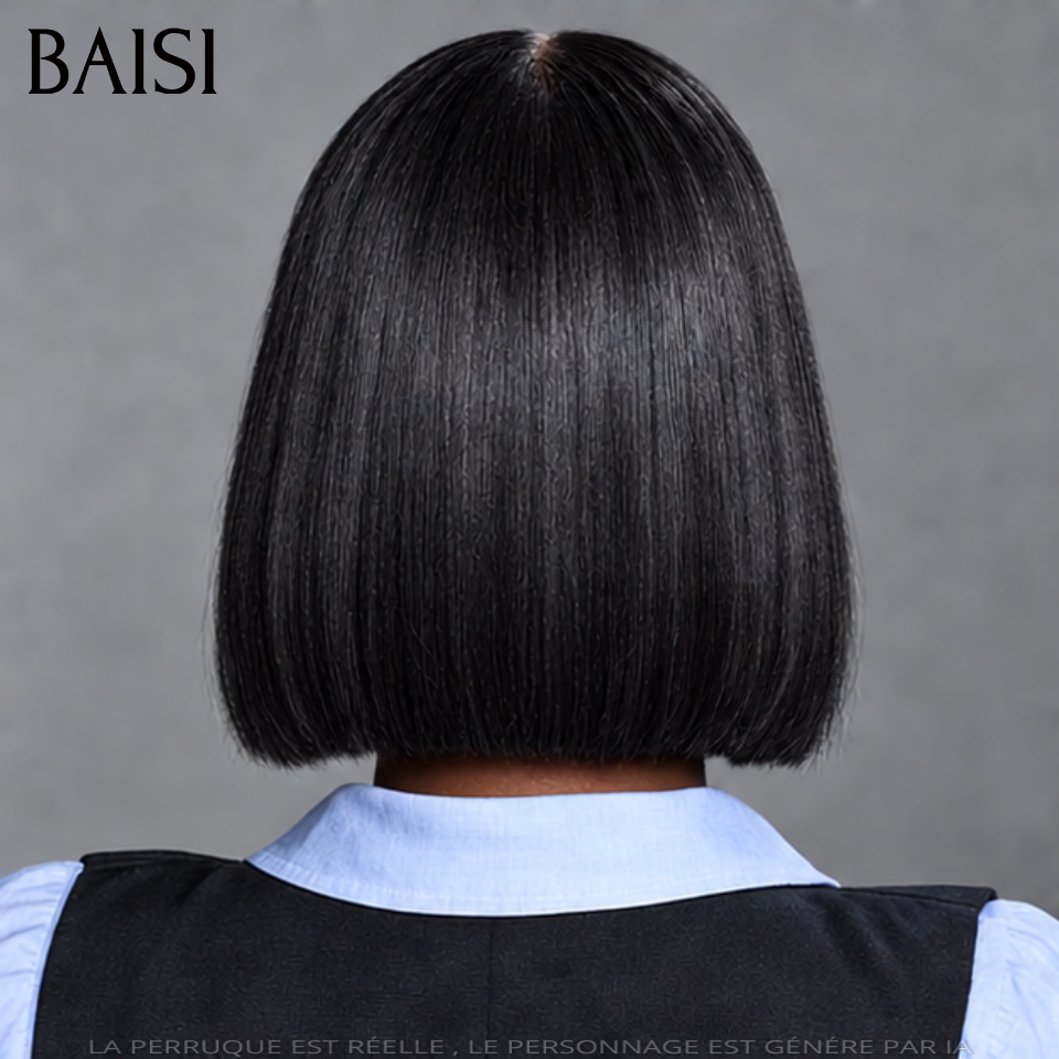 BAISI Peruca bob liso 2x6 em cabelo 100% do Vietname, preto, 8 polegadas, SDD Bone Straight Lace transparente ou Lace HD, muito alta qualidade, em 100% cabelo humano