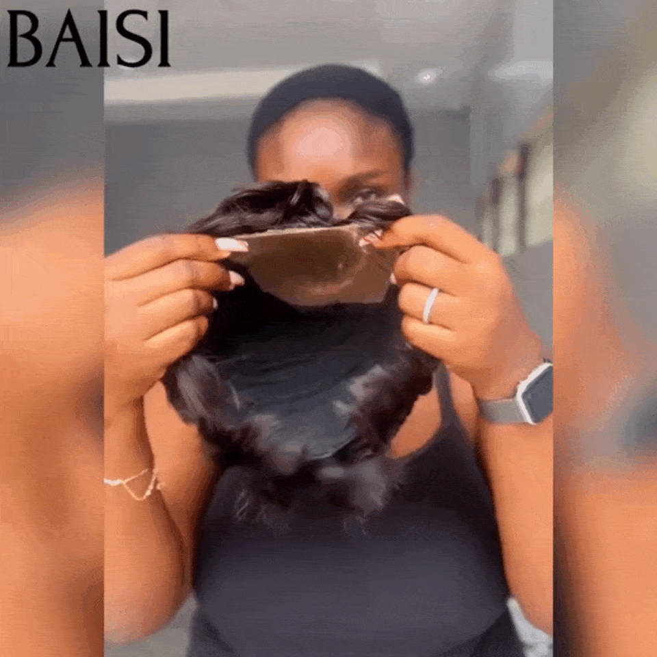 BAISI Peruca Pixie ondulada na cor preta 58€ em 100% cabelo humano