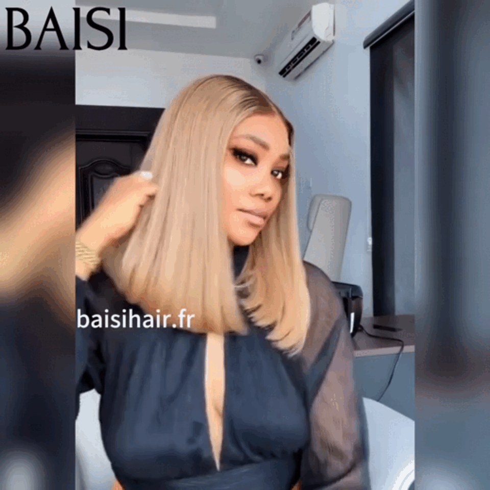 BAISI SDD BONE STRAIGHT 100% Vietname Hair 2x6 Lace Perruque Bob Lisse 4/613# Coupe Carrée En 100% Vrais Cheveux Humains