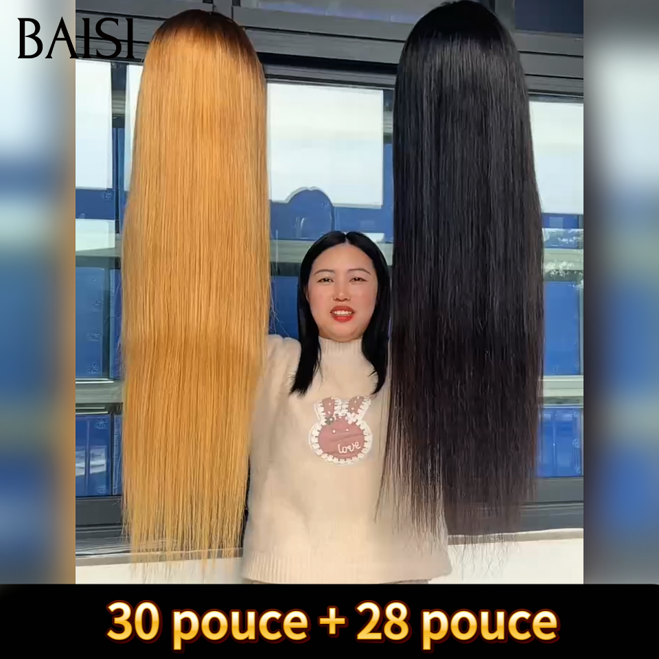 BAISI 2 Perruques Promo Dernier Jour 13x4 lace frontal Lisse et  30 pouce + 28 pouce  100% Cheveux Humains