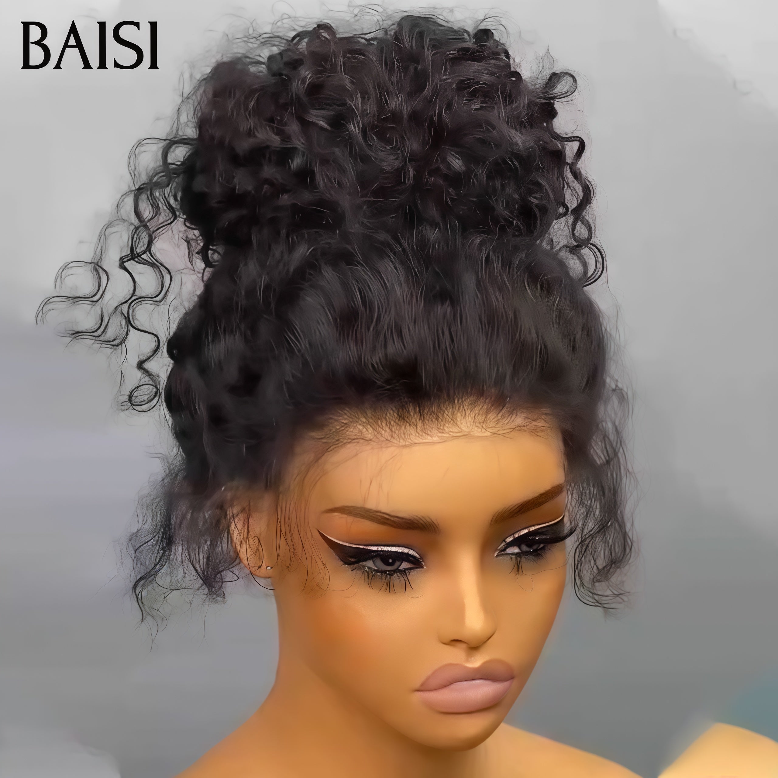 BAISI  perruque en chignon bun Upgrade Invisible Strap 360 lace curly wave 360 invisible et réglable Pré-plucked Pas Besoin de Colle 250% densité en 100% Raw Hair Lace déjà couper
