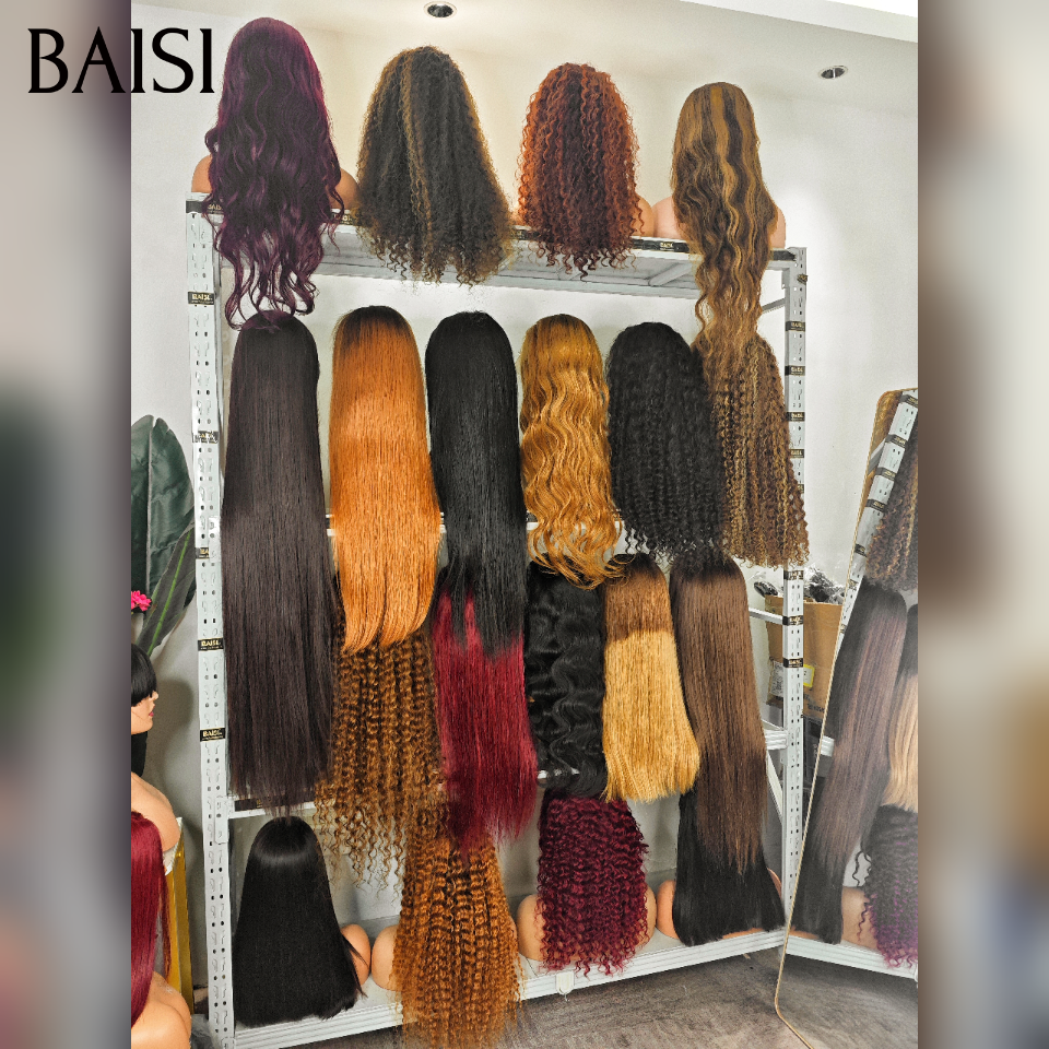 BAISI PRIX GROSSITE Promo sans Colle Lisse avec Frange 40 pouce noir et 13x4 lace Lisse 26 pouce Marron Mixte miel 2 Perruques 200€ en 100% Cheveux Humains