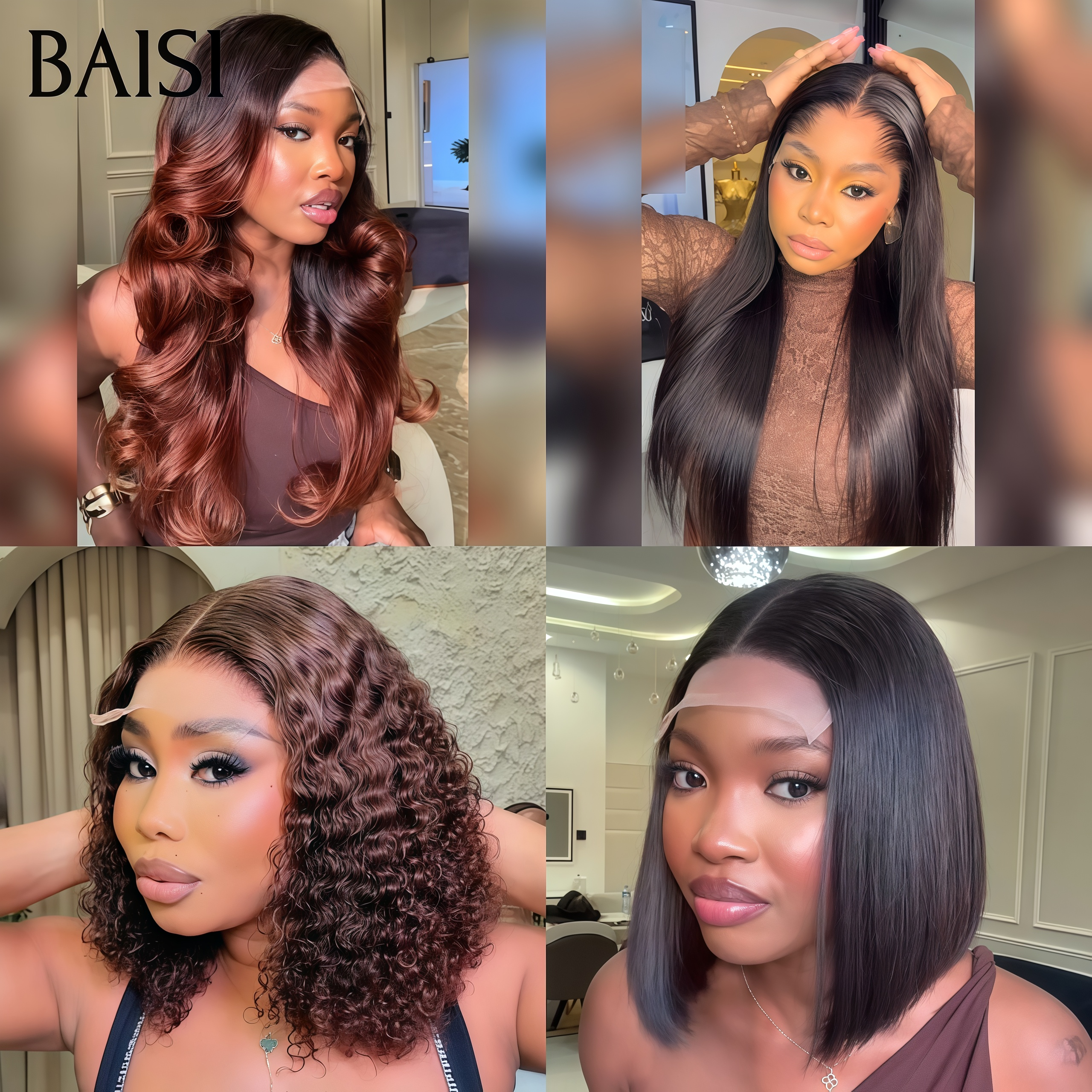 BAISI modèles au hasard selon le Facile à Revendre PROMO 4 Perruques différentes 180€ en 100% Cheveux Humains stock sans retour
