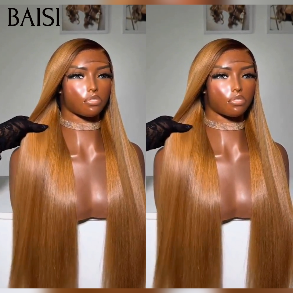 BAISI 13x4 Lace Frontal Lisse Miel 22 Pouces 1 Perruque + Lisseur PRO 139€ en 100% Cheveux Humains