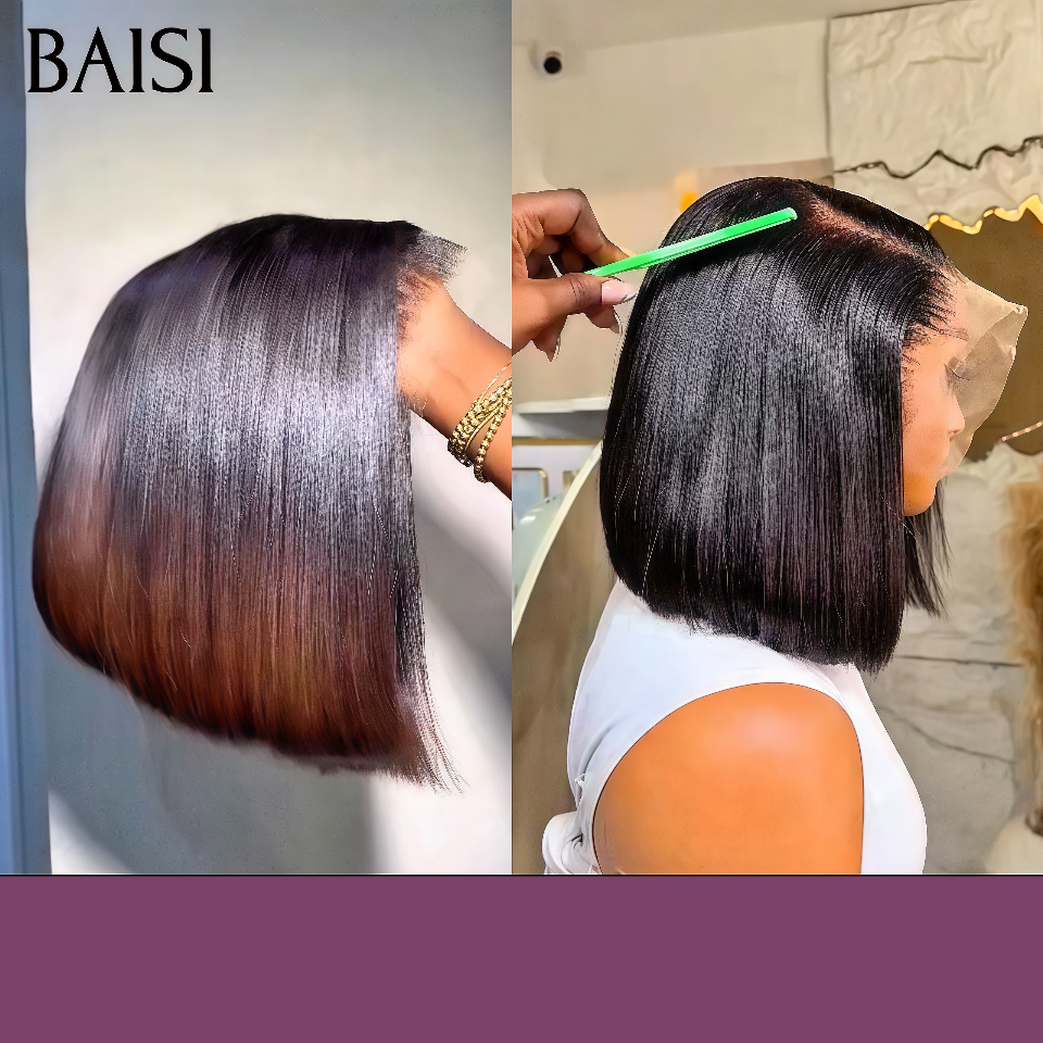 BAISI 4 BOB Parrucche in veri capelli umani a ciocche indiane brasiliane di buona qualità A 289 Euro o T part lace 18 pollici 149 euro ricci afro 250% densità FR38