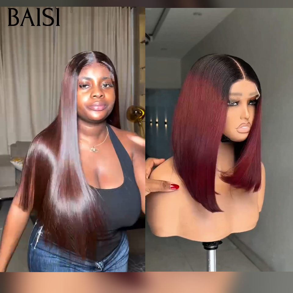 2 perruques 169€ 13x4 lace frontal Lisse pour revendre en 2 couleurs Marron 1BT4# et Bordeaux 1BT99J# en 100% vrais cheveux humains