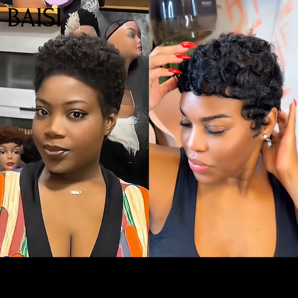 BAISI  Facile à Revendre PROMO Prix Grossite 2 Perruques 58€ sans Colle finger wave et afro curly en France en 100% Cheveux Humains