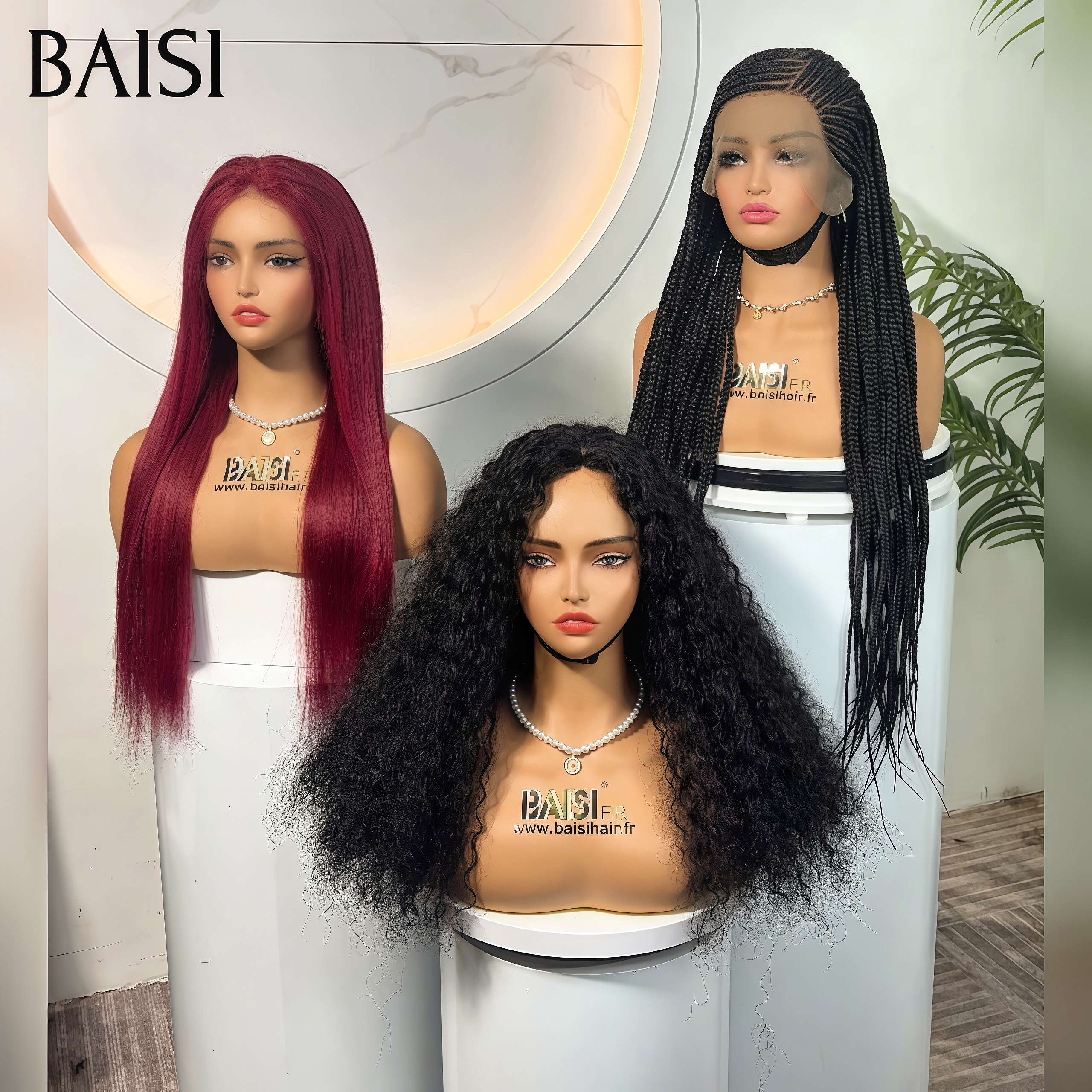 BAISI Offre à durée limitée 3 Perruques Abordable 200€  natte ou Lisse ou curly wave modèles au hasard selon le Facile à Revendre en 100% Cheveux Humains stock sans retour