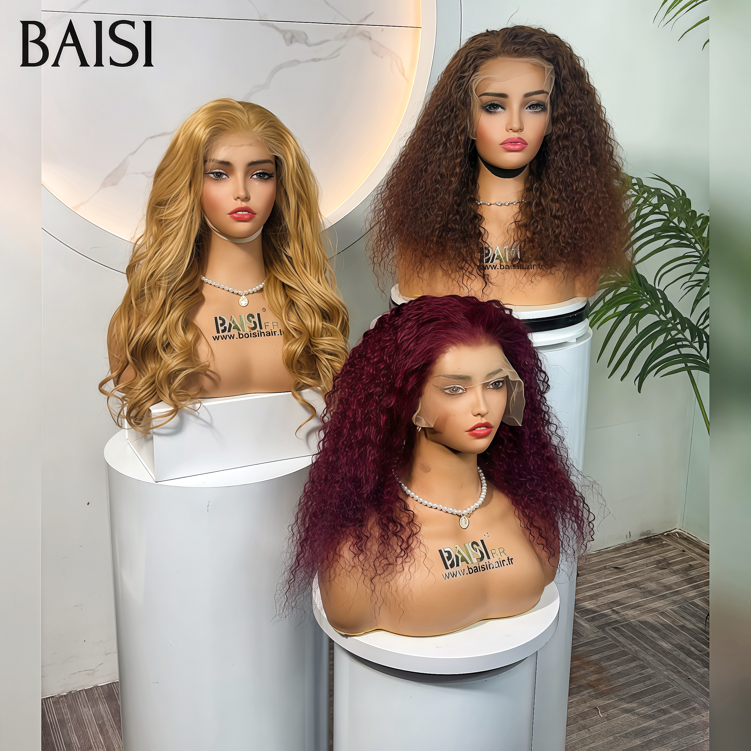 BAISI Offre à durée limitée 3 Perruques couleurs 200€  Miel ou Marron ou Bordeaux modèles au hasard selon le Facile à Revendre en 100% Cheveux Humains stock sans retour