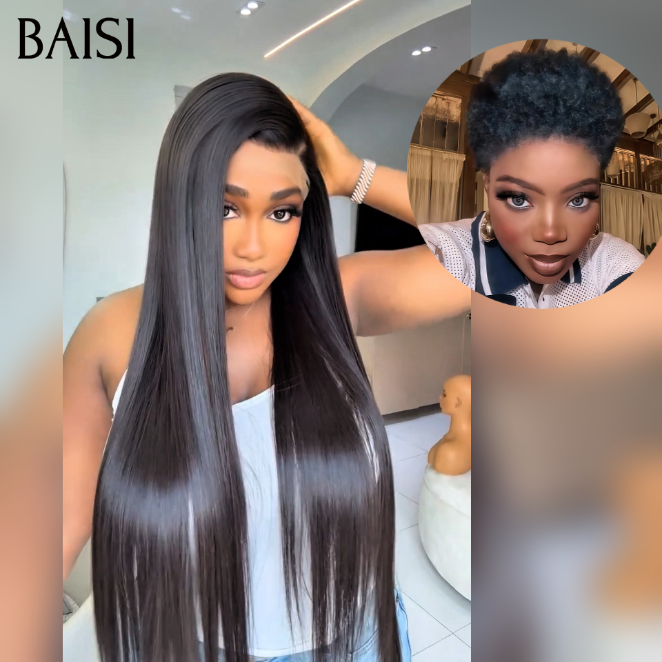 BAISI Achetez 1 + 1 Gratuite = 109€ 13x4 lace frontal Lisse 20 Pouces et sans Colle afro curly en France Facile à Revendre PROMO 100% Cheveux Humains